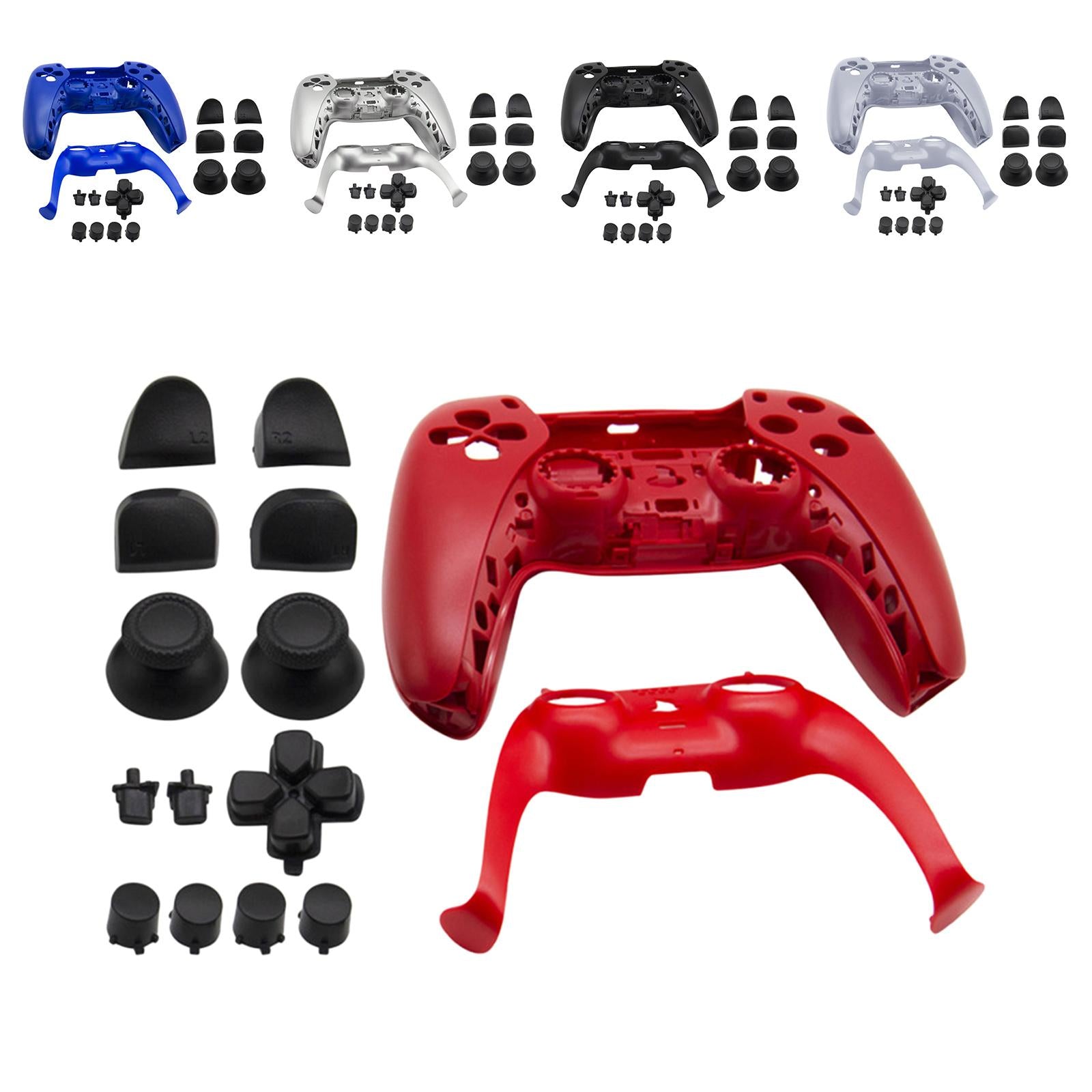 Replacement Housing Cover Shell Case Set For Sony PS5 Controller Red