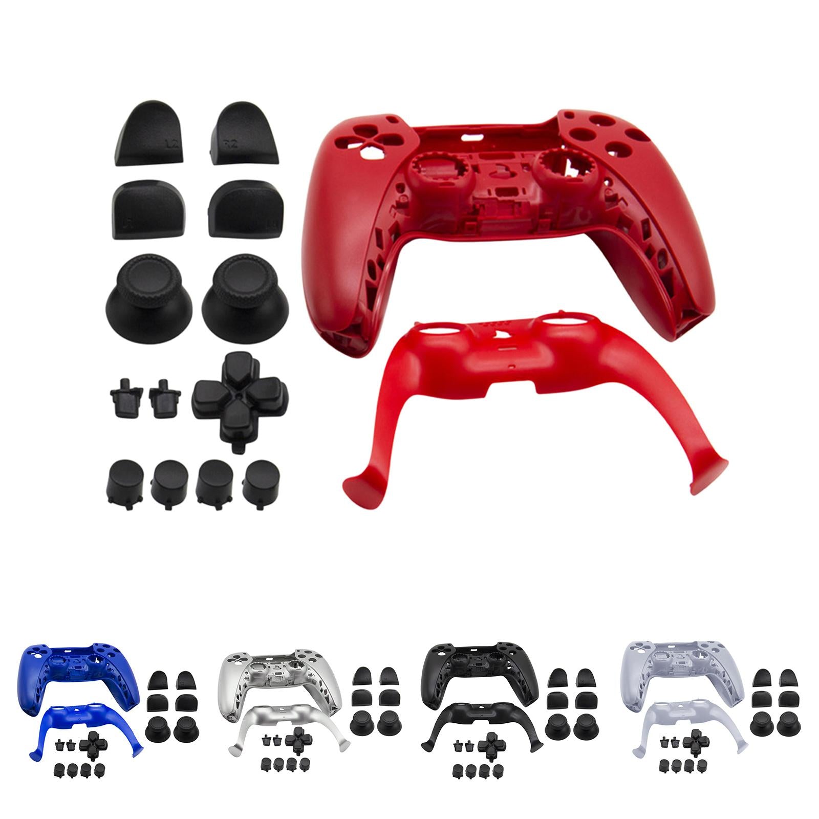 Replacement Housing Cover Shell Case Set For Sony PS5 Controller Red