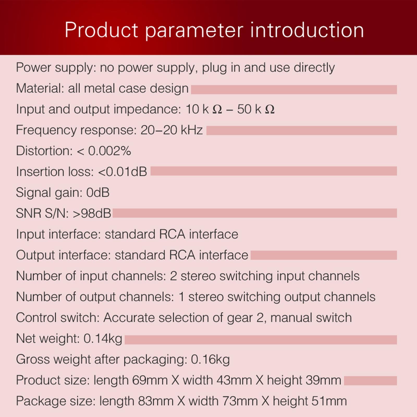 2 In 1 Out or 1 In 2 Out Audio Source Signal Selector Speaker Switcher RCA