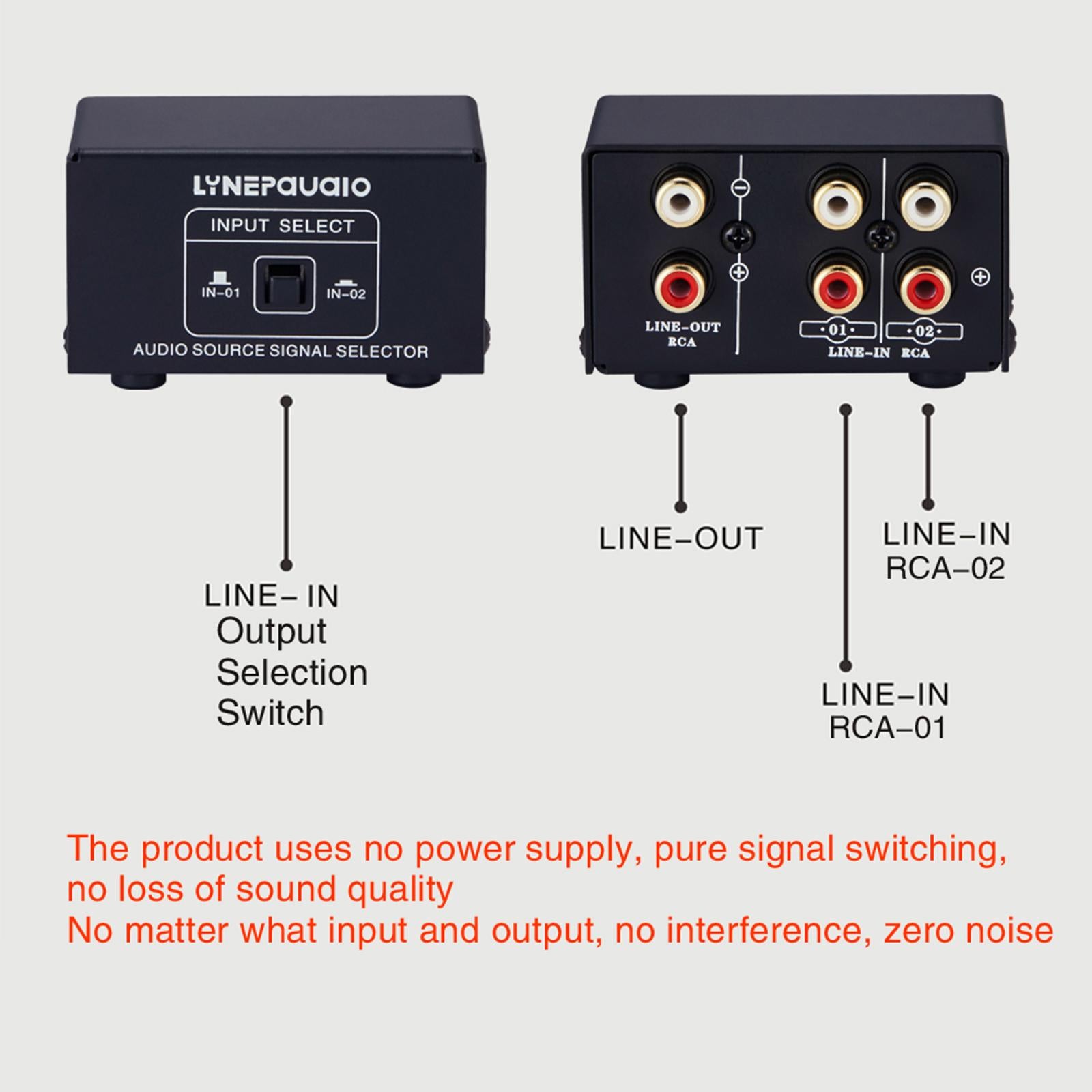 2 In 1 Out or 1 In 2 Out Audio Source Signal Selector Speaker Switcher RCA