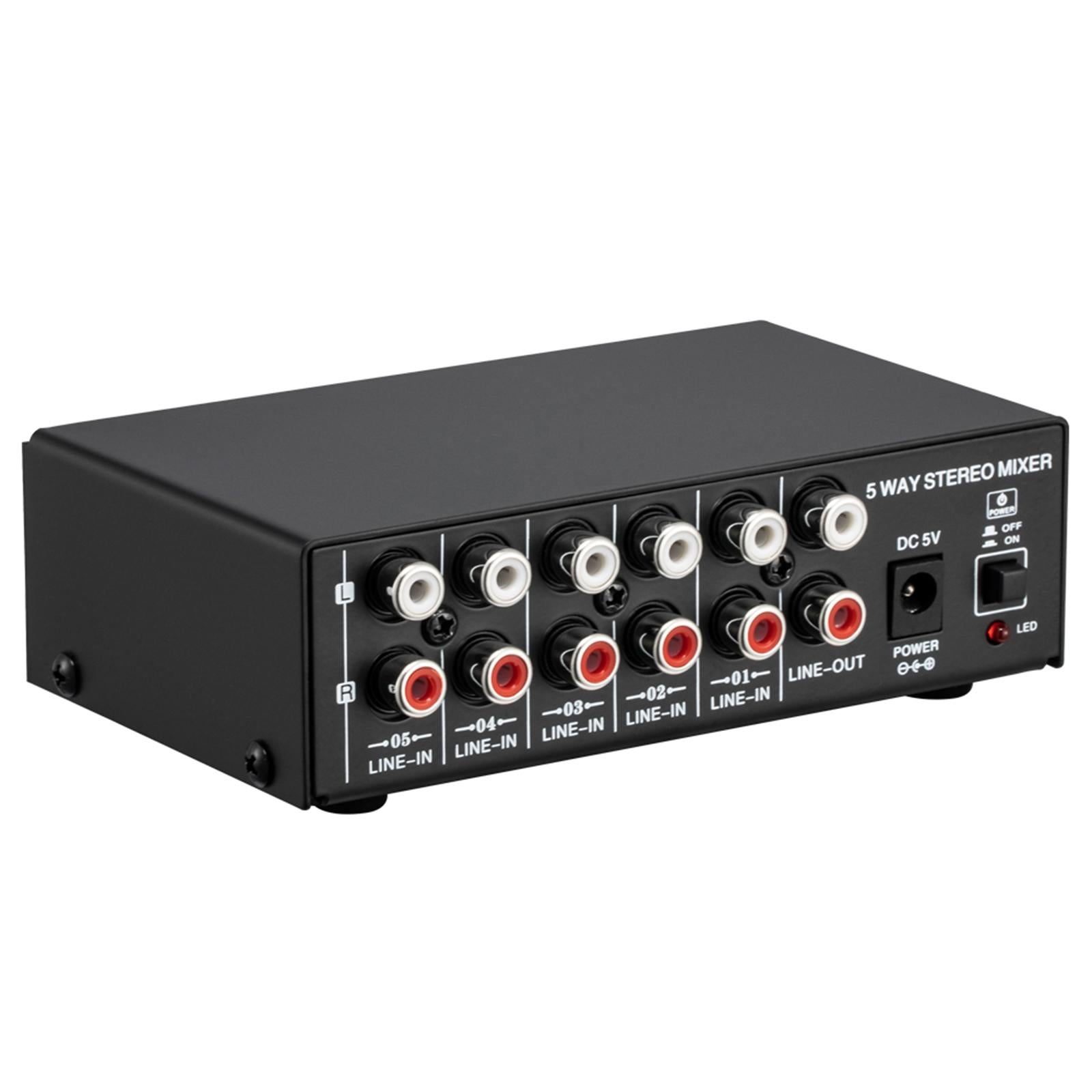Mini 5 Channel Stereo Active Mixer Multiple Input Ports