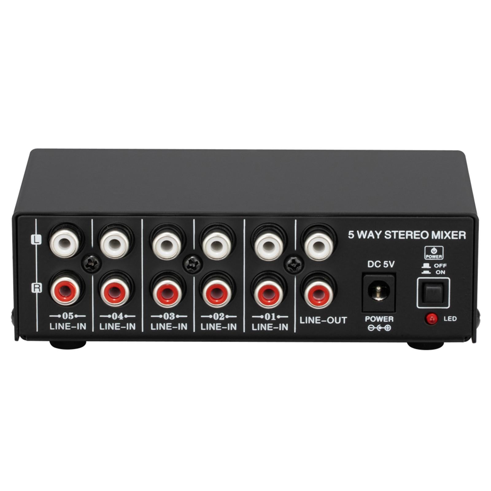 Mini 5 Channel Stereo Active Mixer Multiple Input Ports
