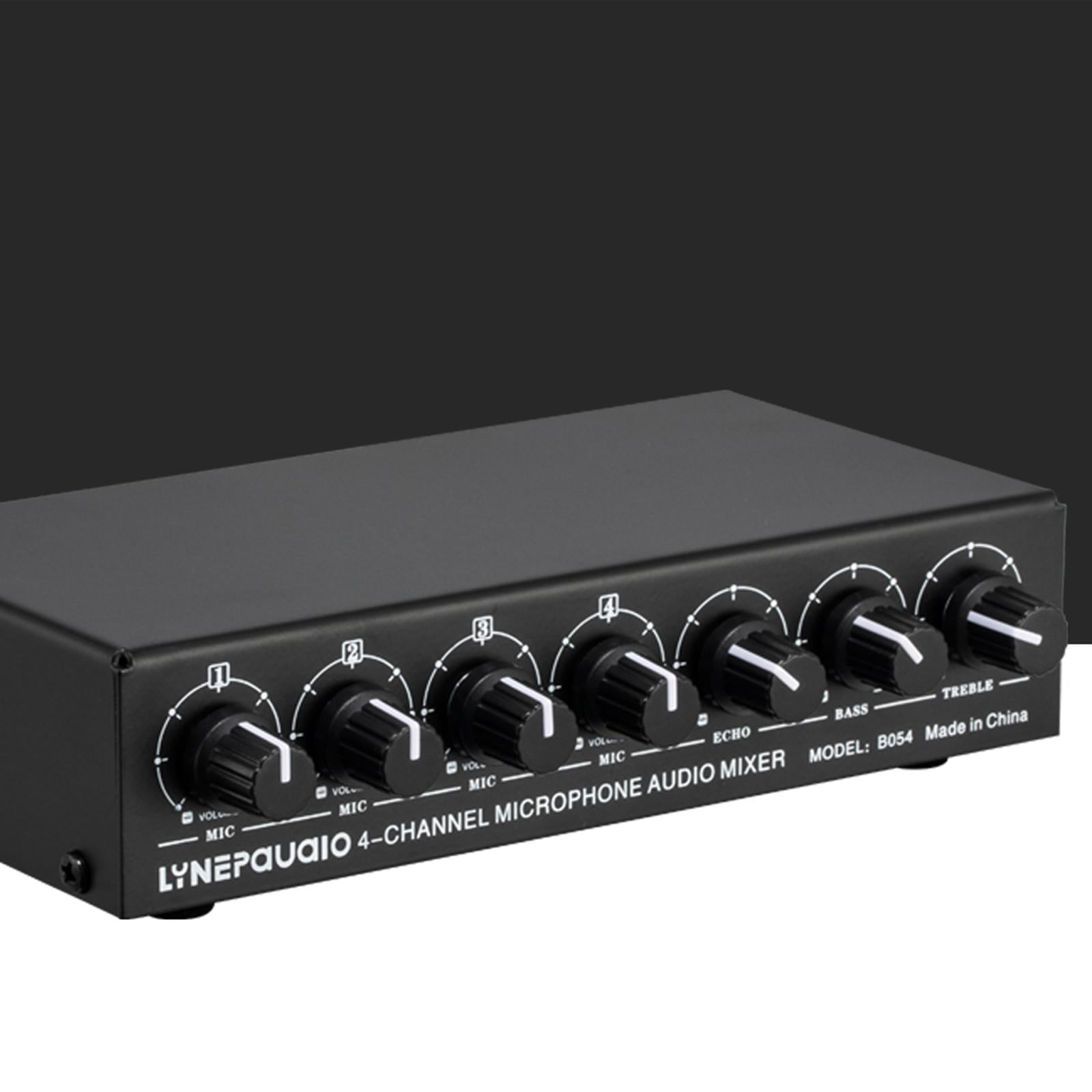 4 Way Microphone Audio Mixer Stereo for Small Club 165x82x38mm