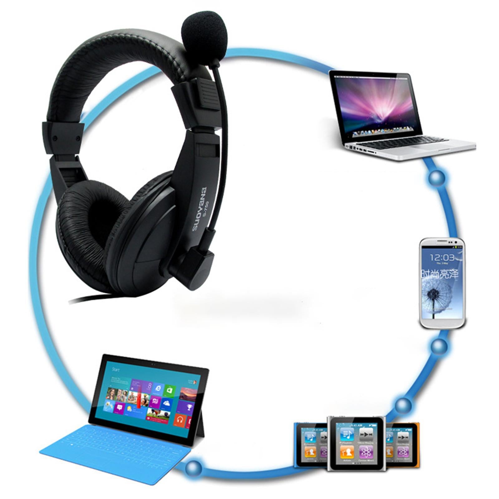 Over-Ear Gaming Headphone with Mic 3.5mm Bass Surround for Laptop Black