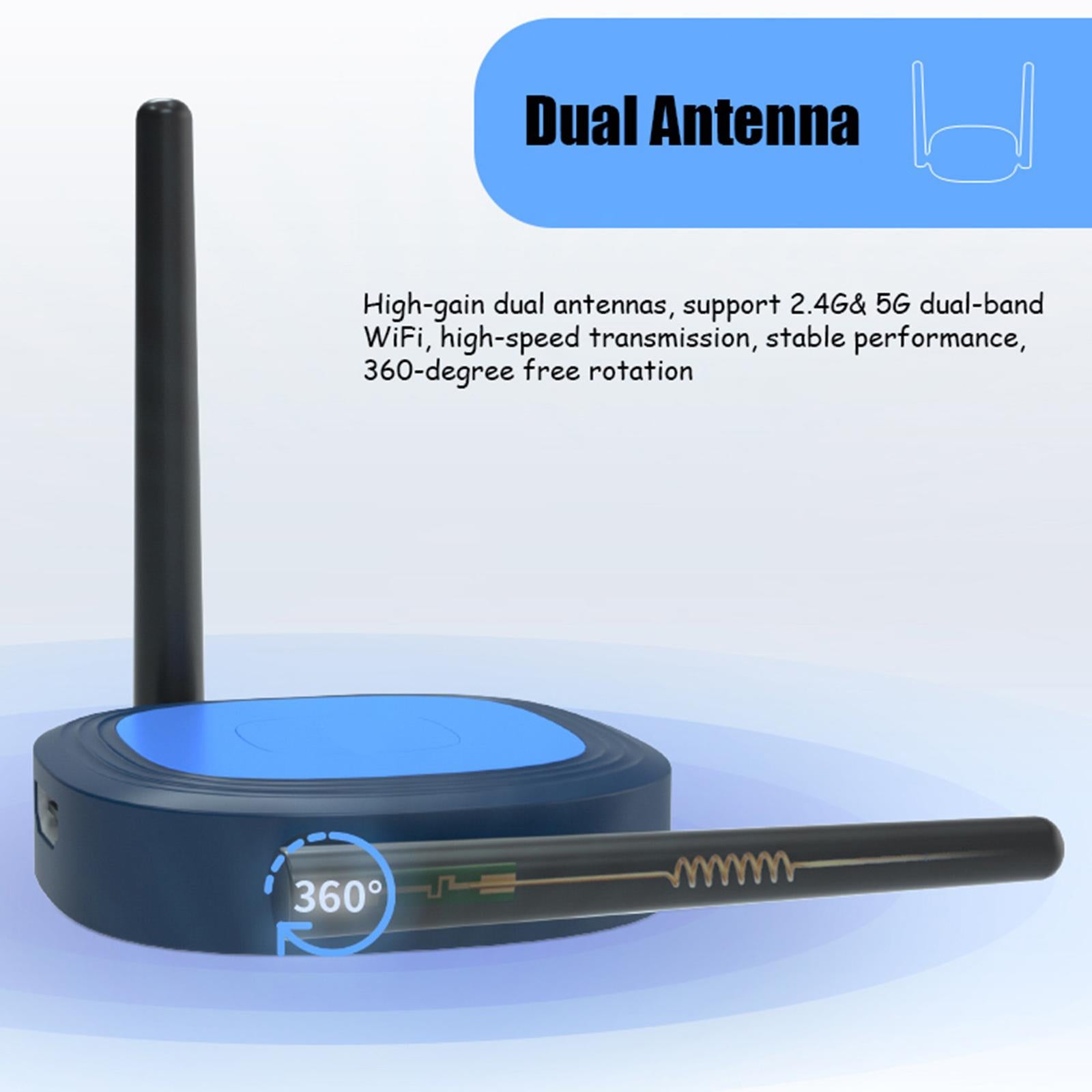 4K HD Wireless HDMI Dual Antenna 2.4G+5G Display Receiver for Home Office