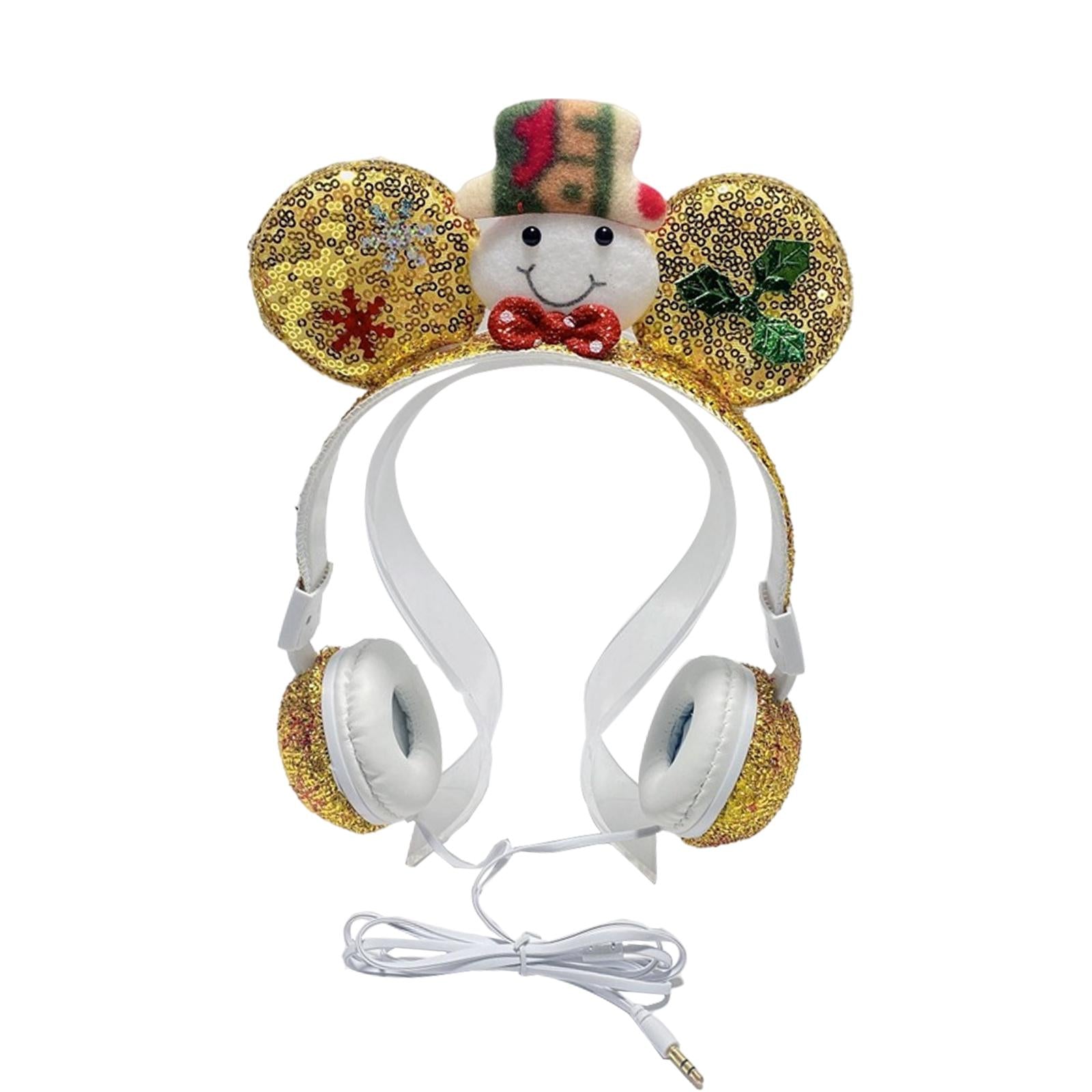 Wired Snowman Headset HiFi with Mic for Gaming Laptops Kids Adults Golden