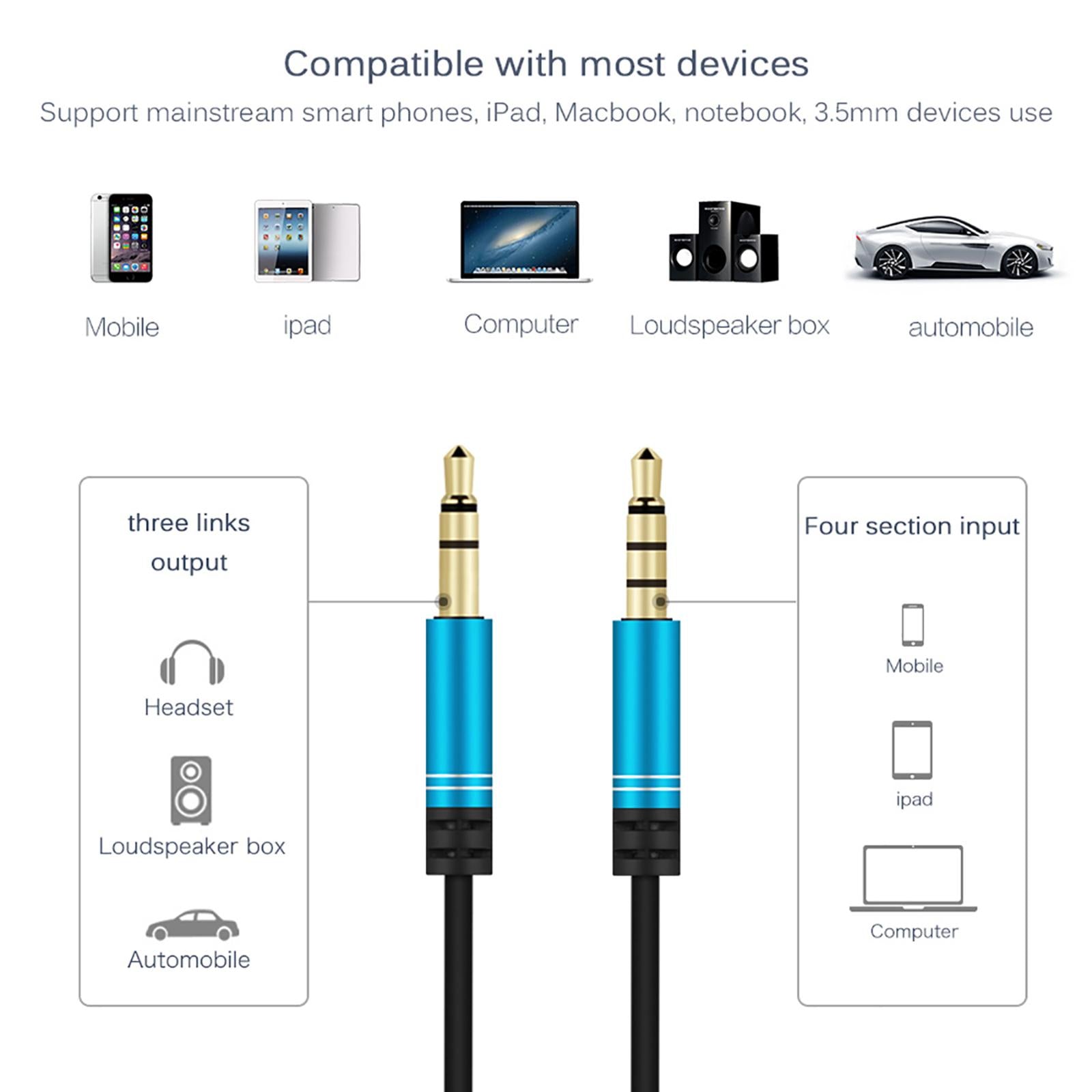 AUX Cable Headset Splitter Extender for Digital Product Blue