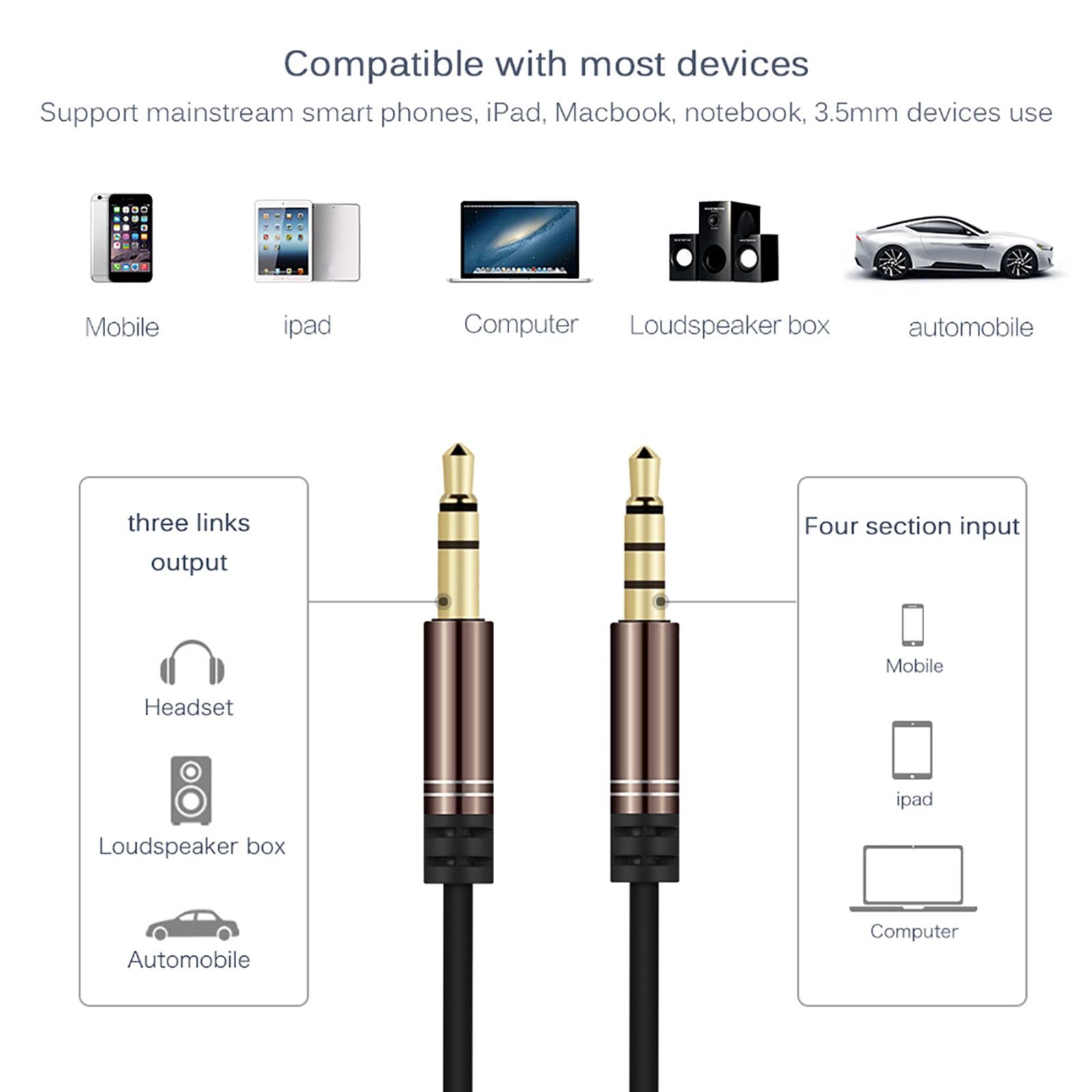 AUX Cable Headset Splitter Extender for Digital Product Brown