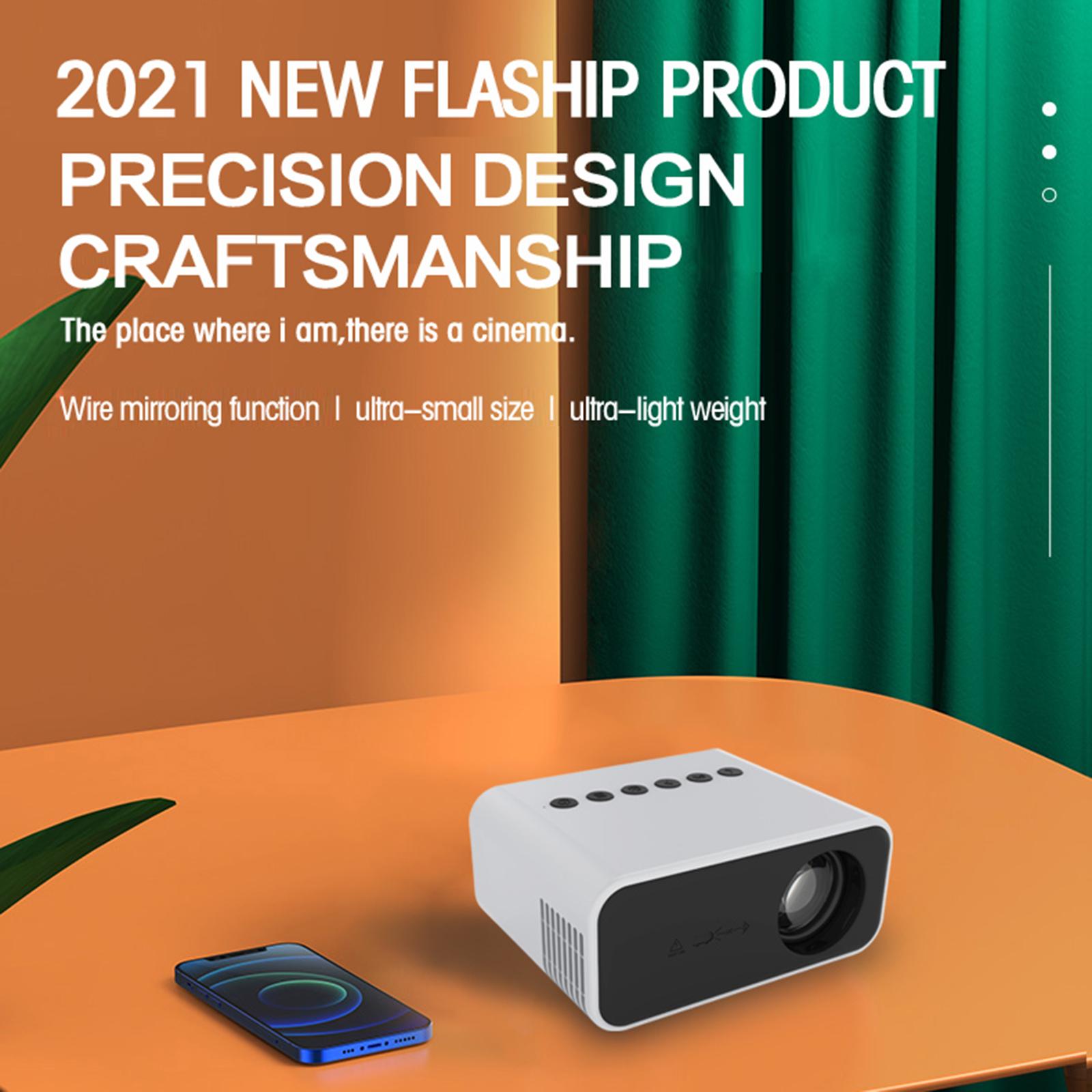 Miniature Wired Projector 1080P for Family Education Home Theaters Black