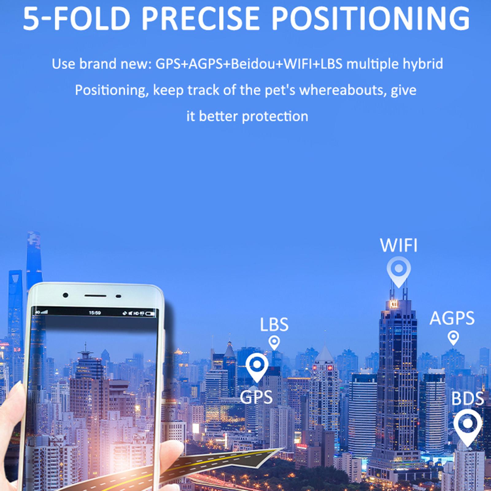 Dogs Cats Smart Pet Bell Tracker GPS Locator Positioning Collar APP Control Silver