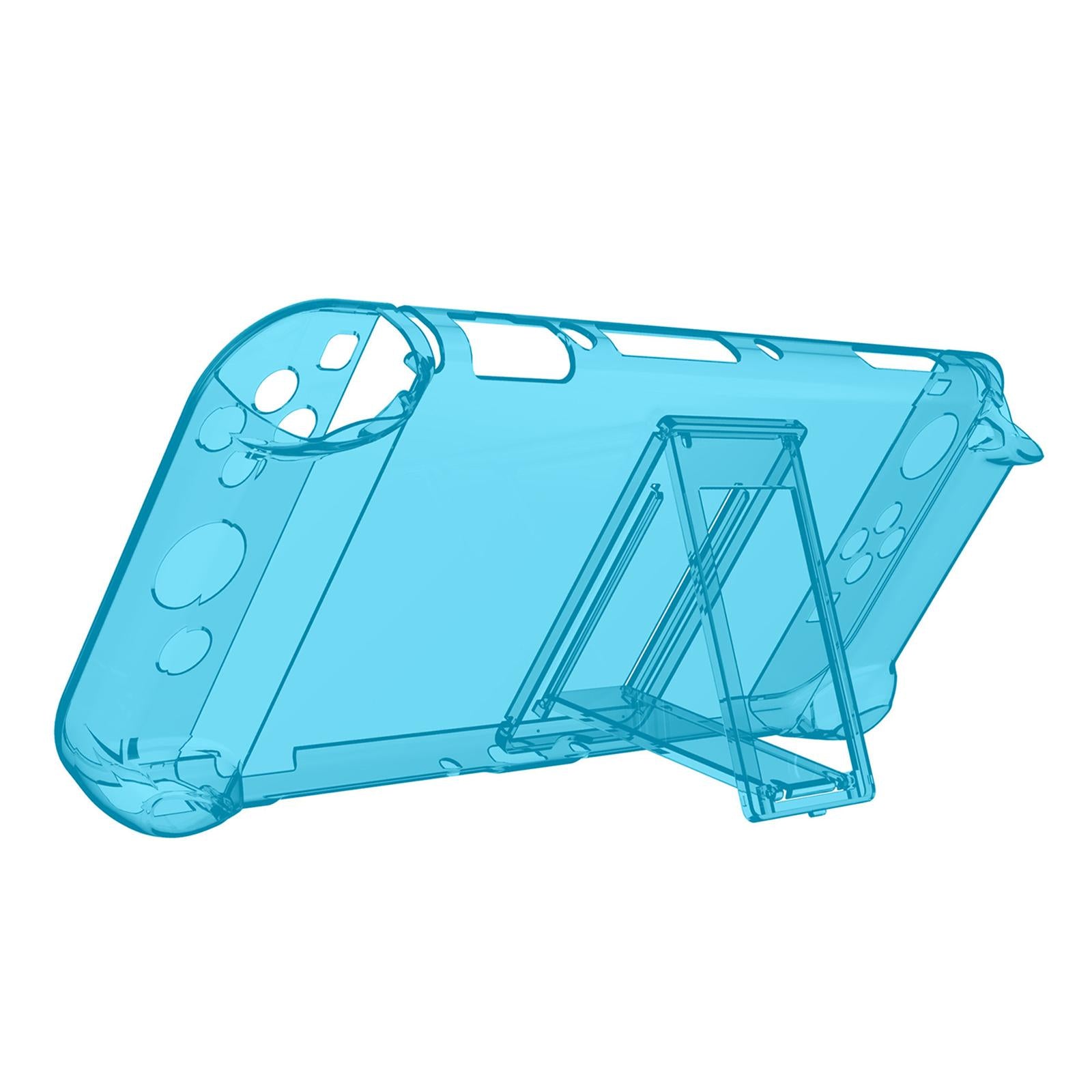 Console Protective Case with Stand for NSwitch Game Console Clear Blue