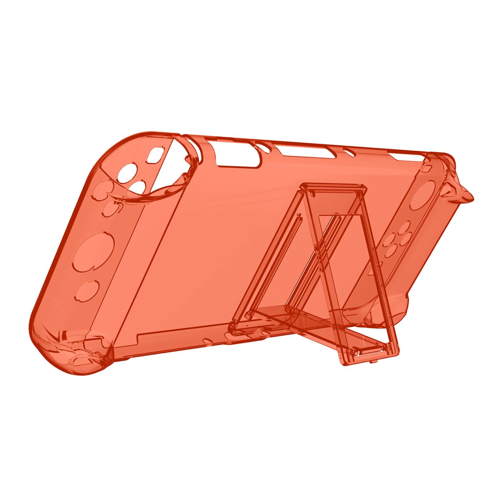 Console Protective Case with Stand for NSwitch Game Console Clear Red