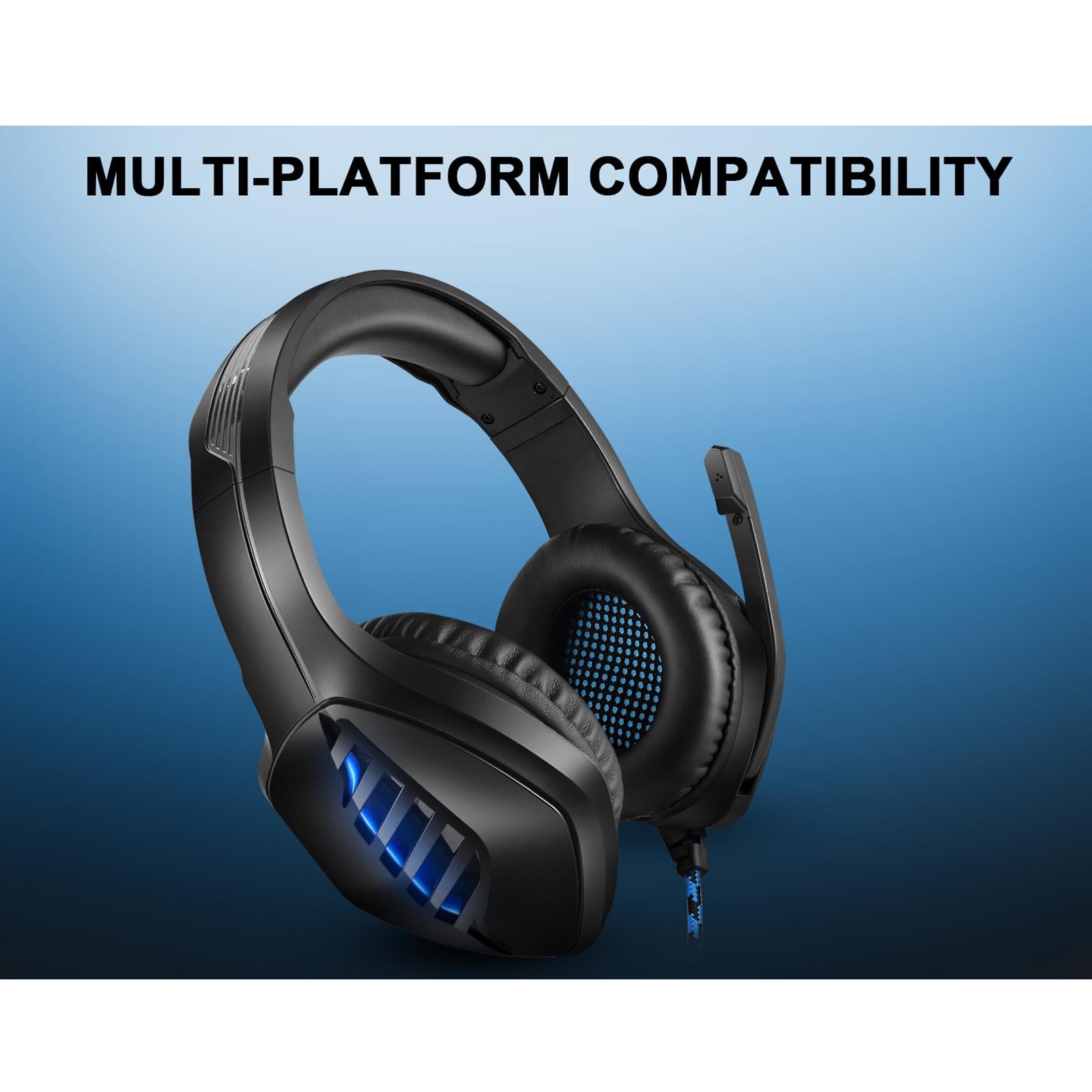 Gaming Headset Eating Chicken Luminous with Microphone for Smartphones Music Dark Blue