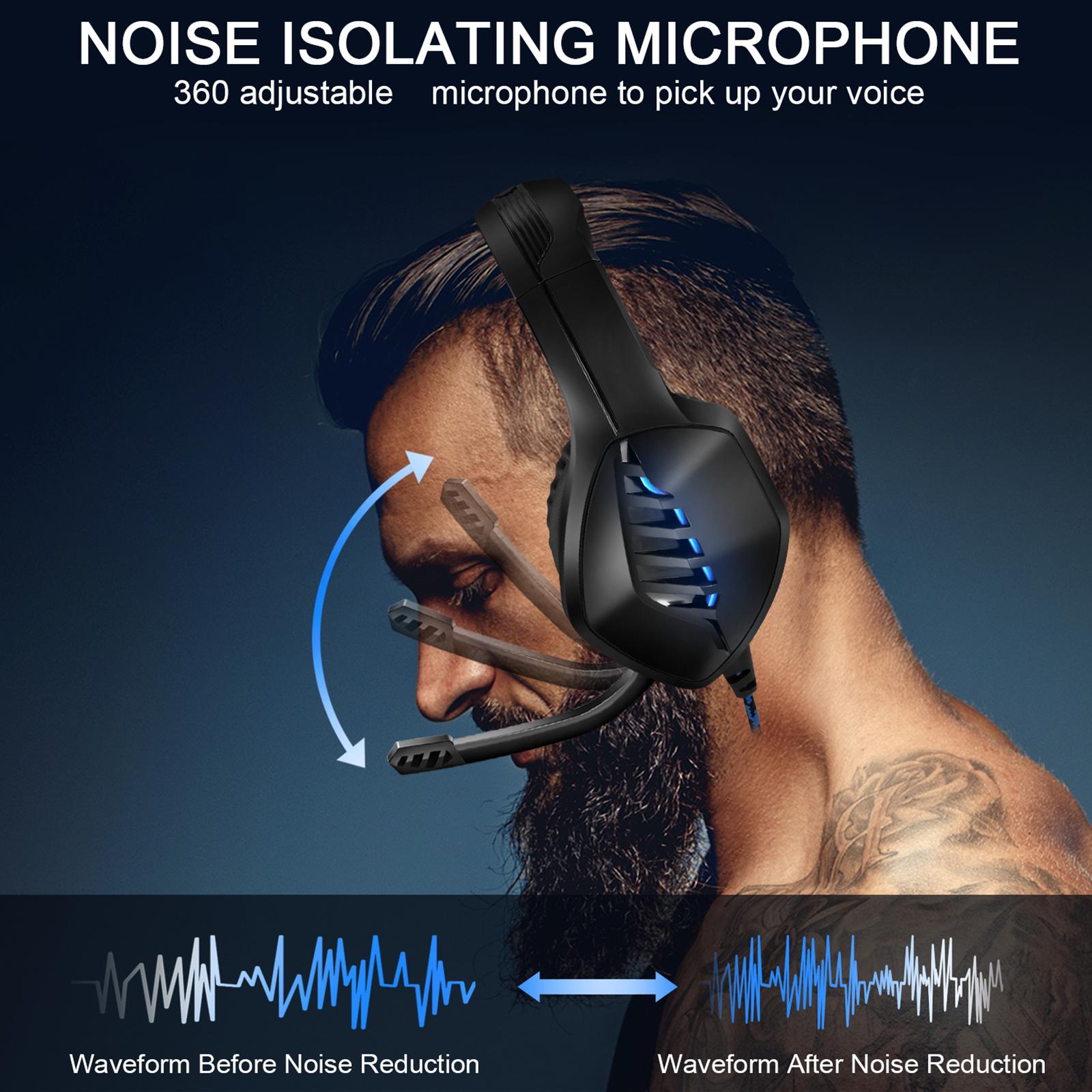 Gaming Headset Eating Chicken Luminous with Microphone for Smartphones Music Dark Blue