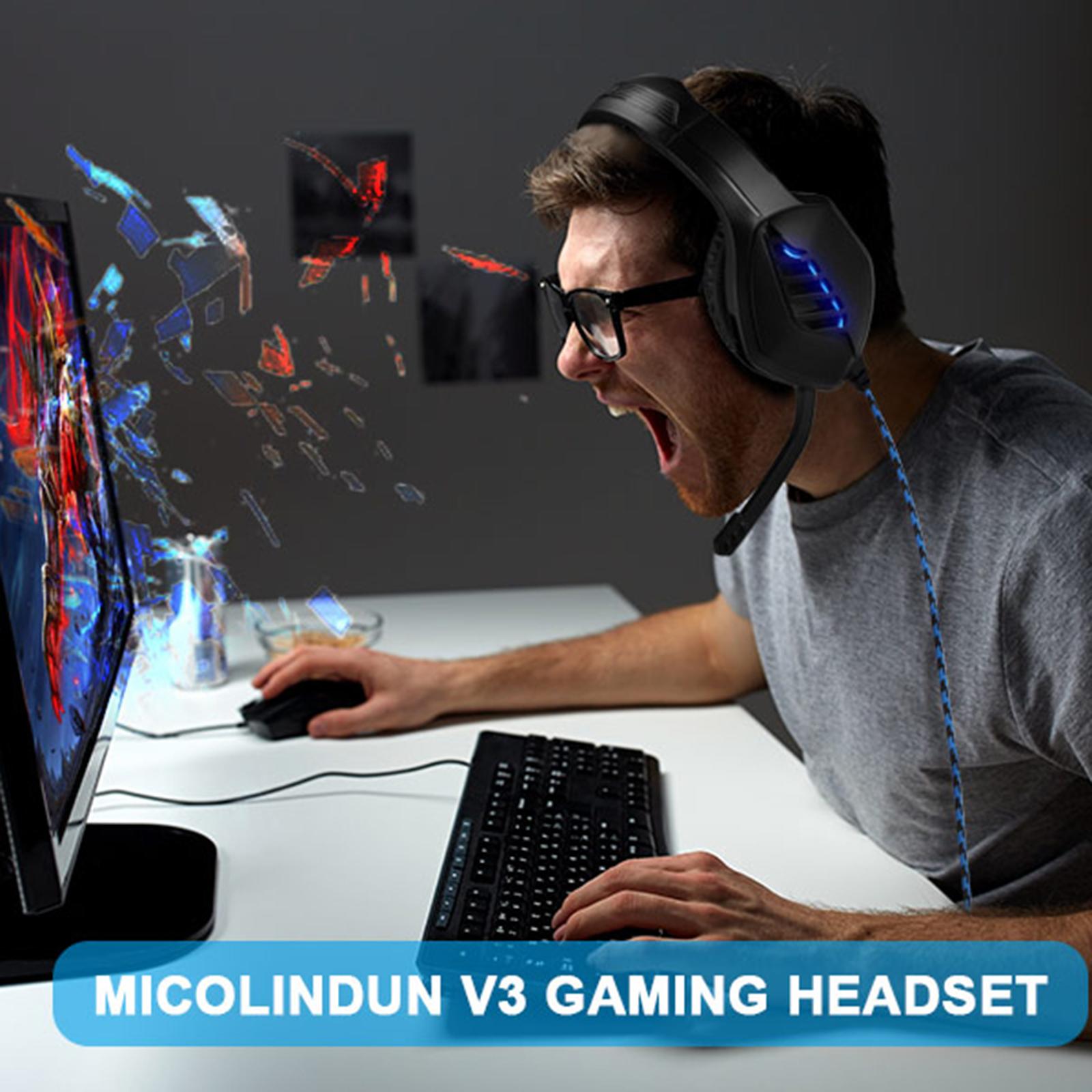 Gaming Headset Eating Chicken Luminous with Microphone for Smartphones Music Dark Blue