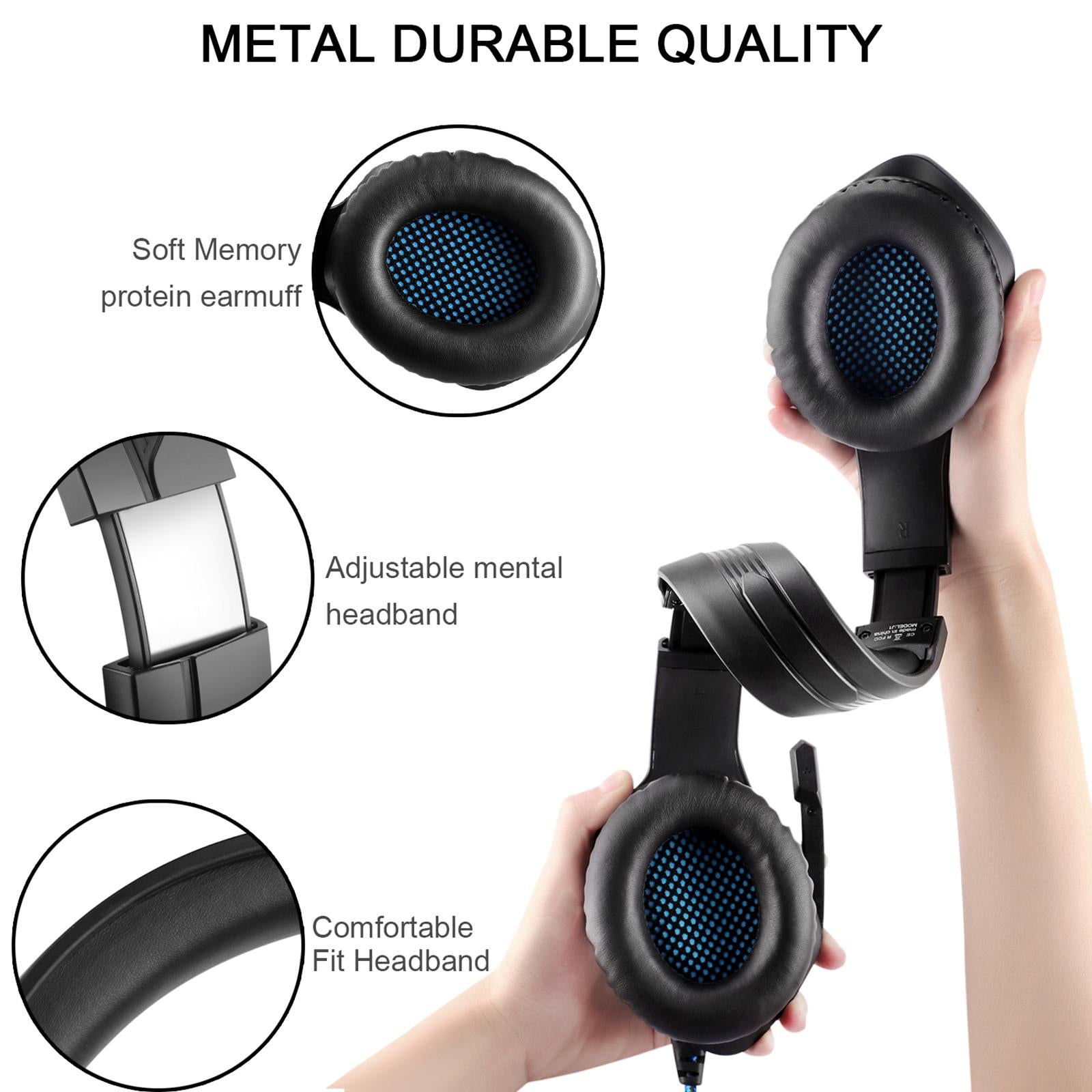 Gaming Headset Eating Chicken Luminous with Microphone for Smartphones Music Dark Blue