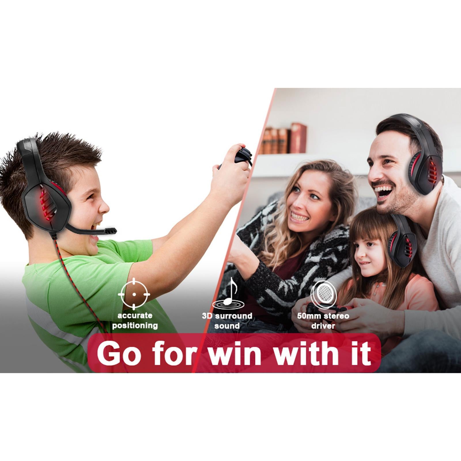 Gaming Headset Eating Chicken Luminous with Microphone for Smartphones Music Black Red