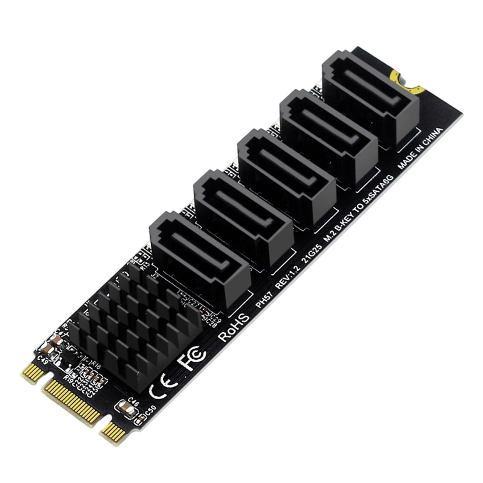 Expansion Card SATA3 6Gbps 5 Port Support SSD HDD Hard Disk Internal for M.2