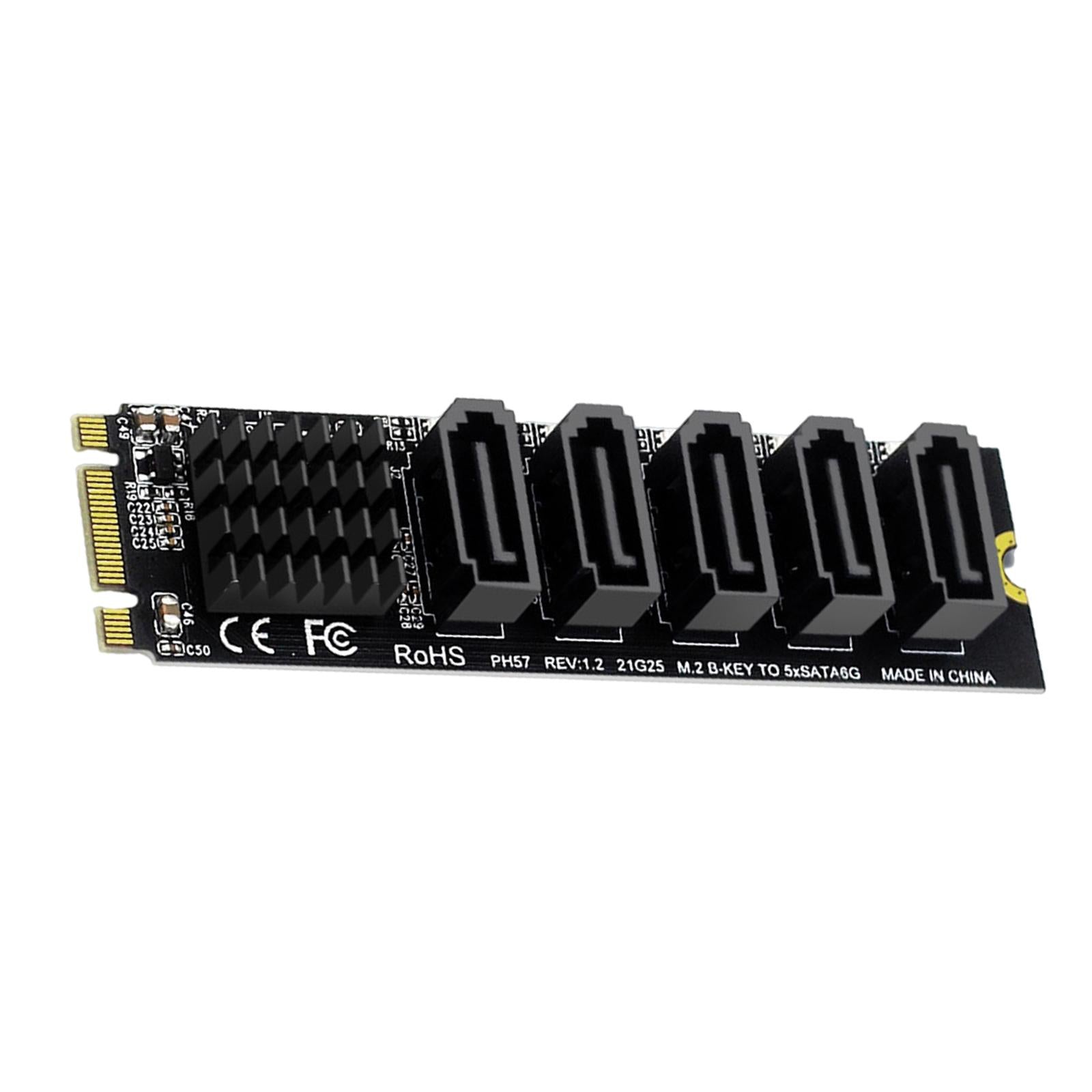 Expansion Card SATA3 6Gbps 5 Port Support SSD HDD Hard Disk Internal for M.2