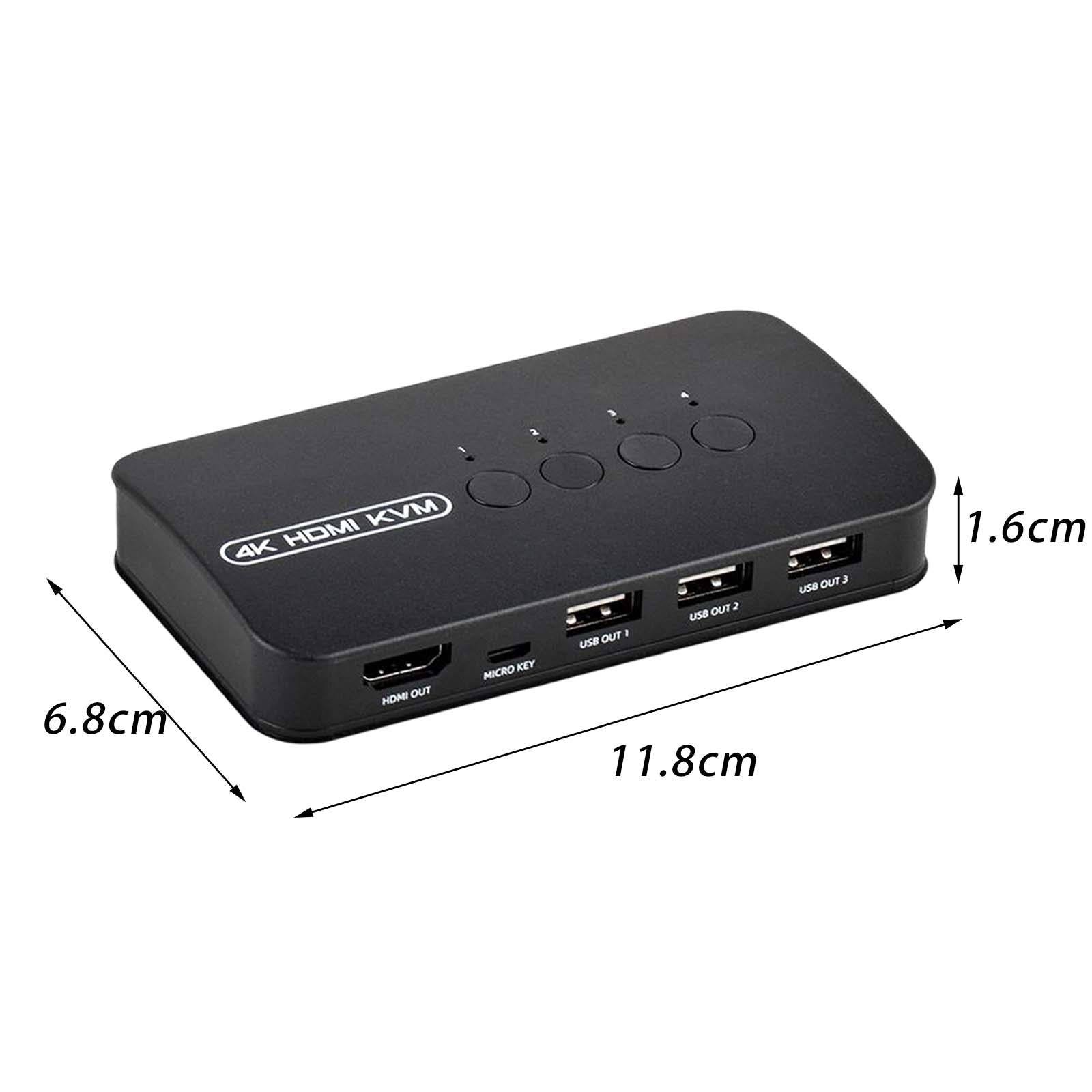 HDMI KVM Switch Selector for 4 Computers Sharing Plug&Play Multiple Devices