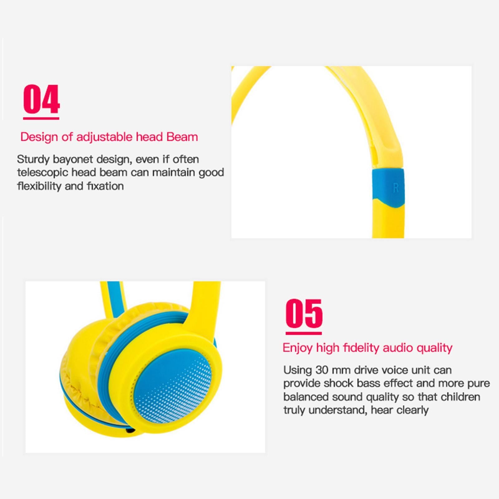Wired Headphones Kids Headphones Computer Tablet Child Earphone Pink