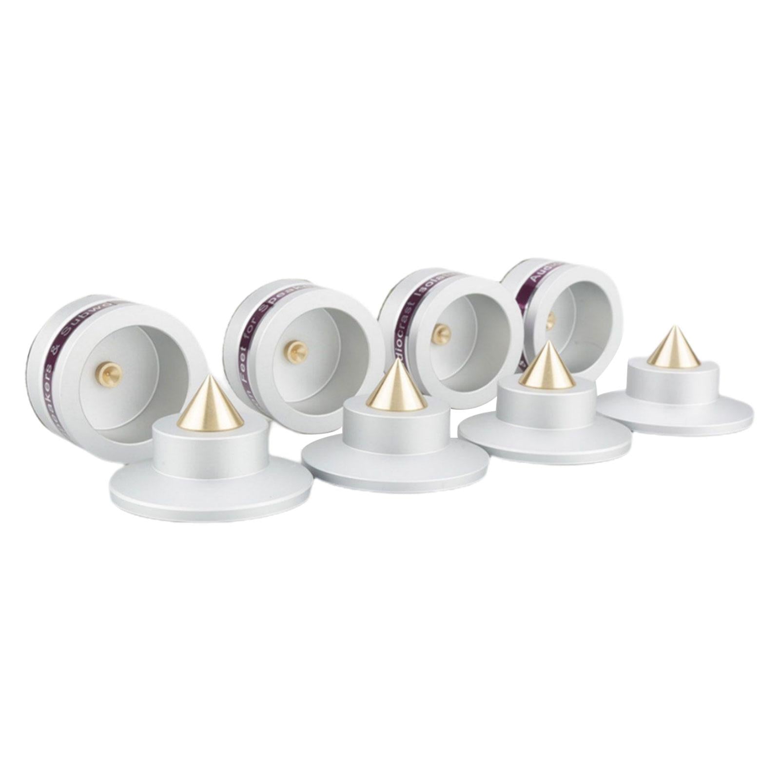 Aluminum Speaker Isolation Spikes Stand Base for Turntables Amp Silver 4pcs