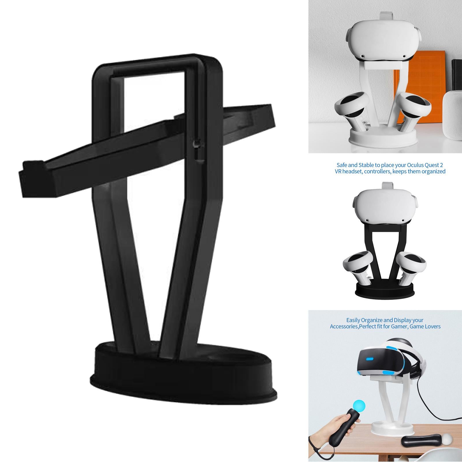 VR Headset Display Stand Accessories Stable for Quest 2/PS VR Headset Black