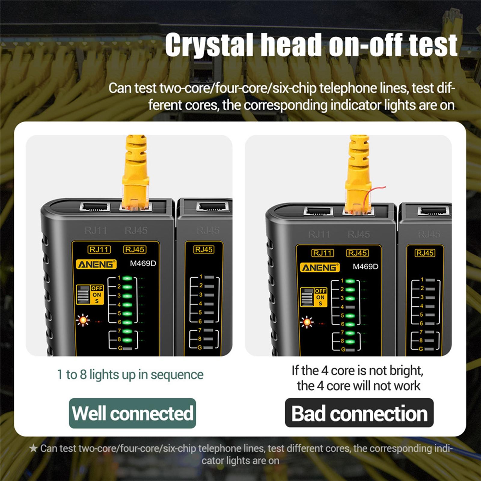 Network Cable Tester Networking Tool RJ 45 & RJ11 for Optical Cat Switch