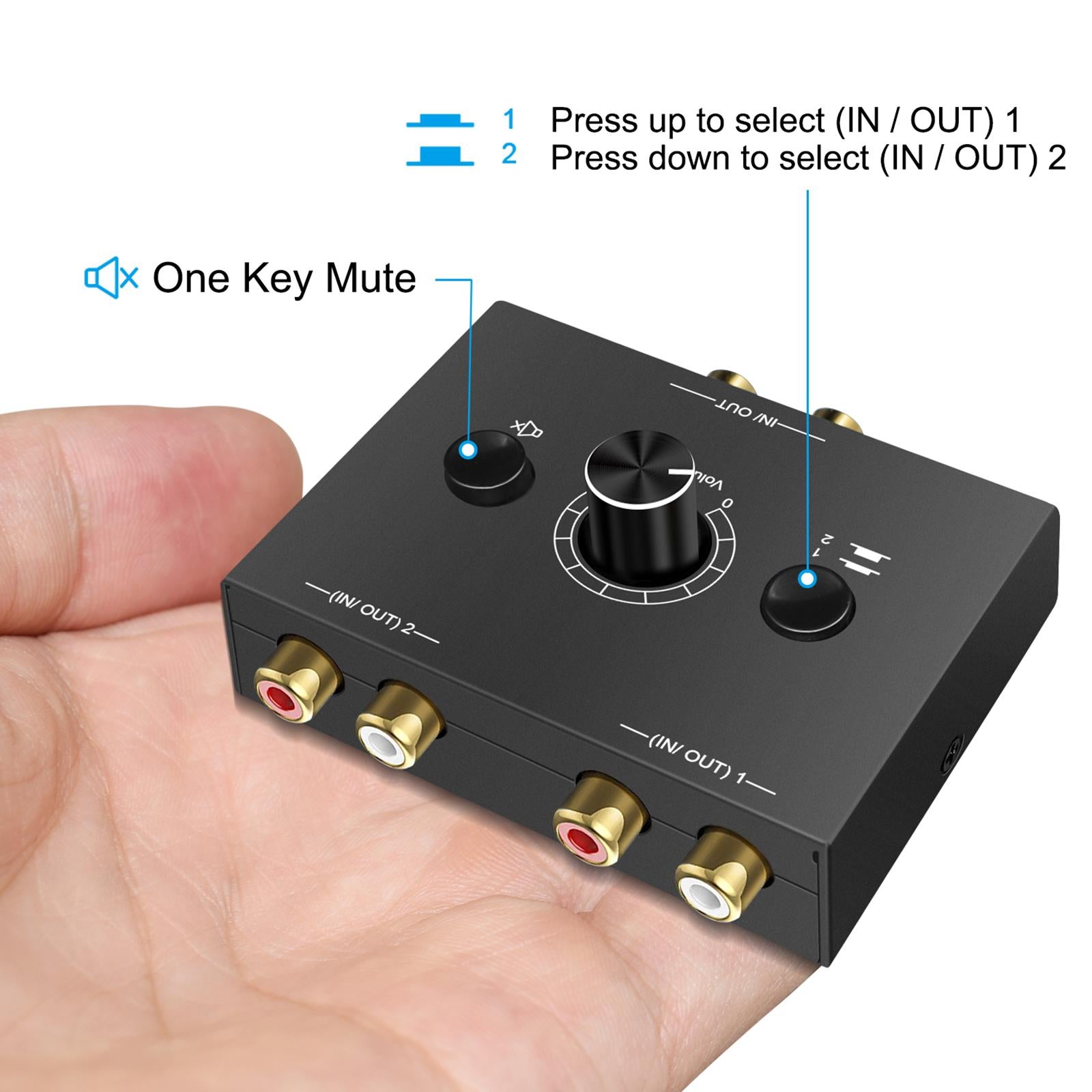 L / R Stereo Audio Switcher No External Power Required Portable for Office