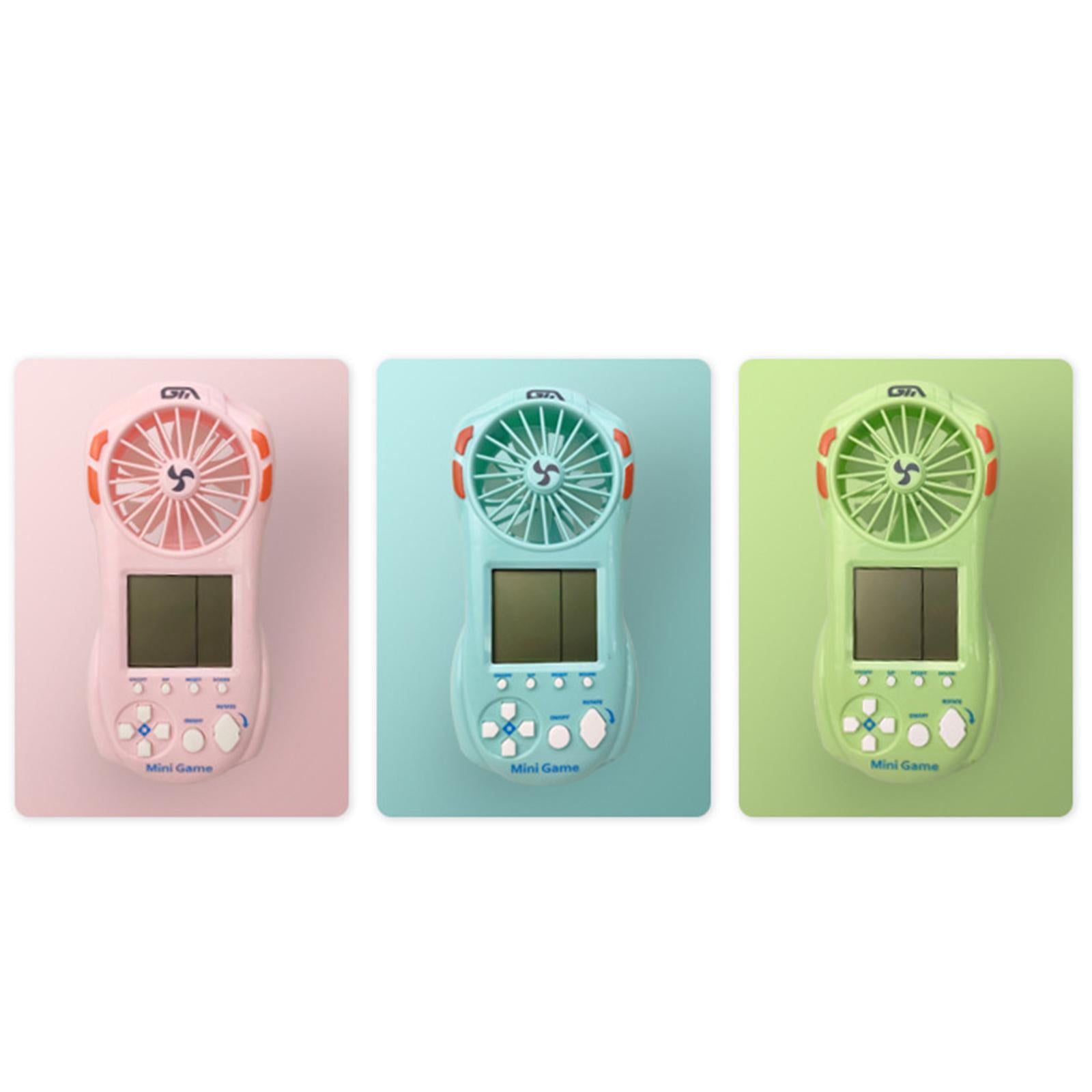 Electronic Game Console with Small Fan Handheld Mini Child Blue