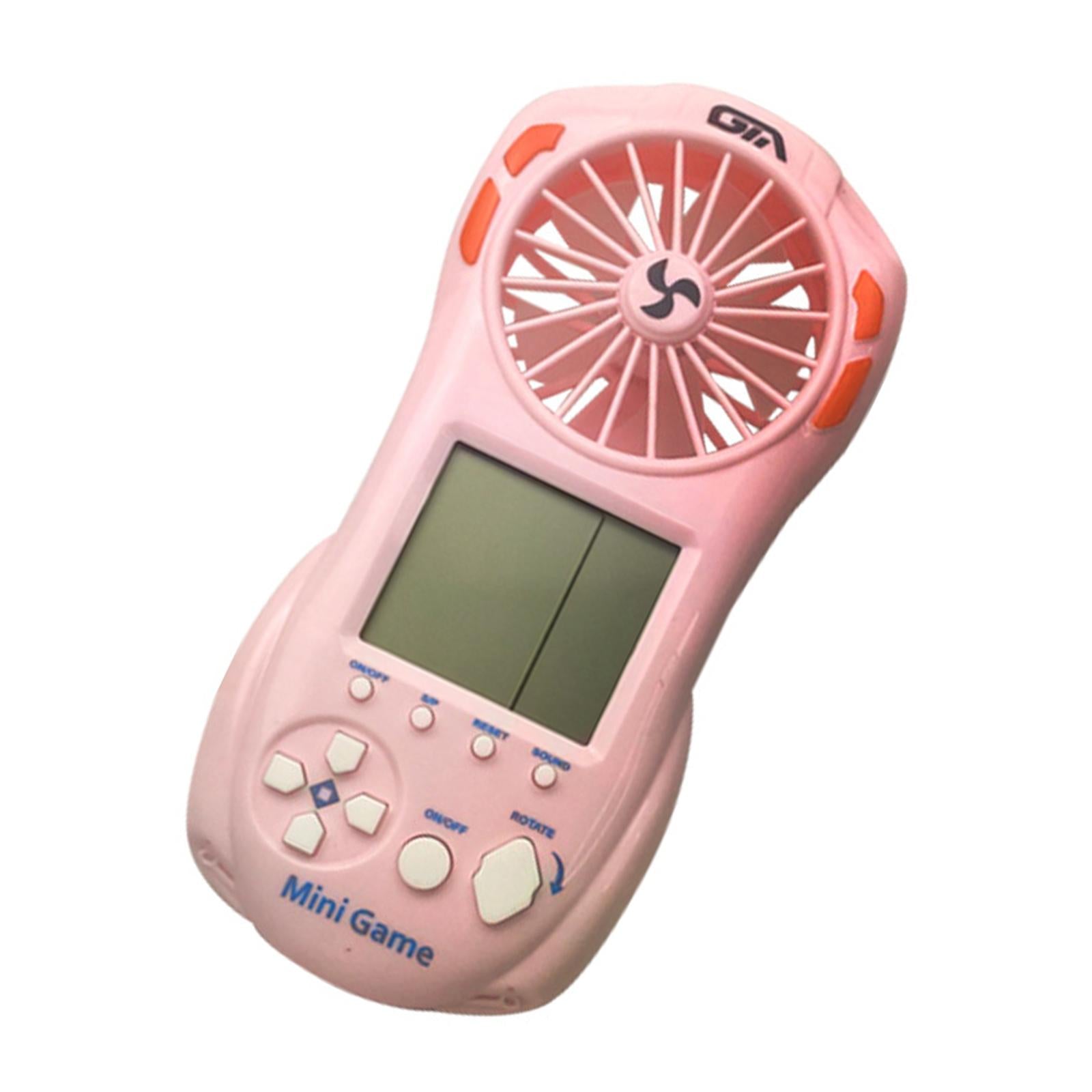 Electronic Game Console with Small Fan Handheld Mini Child Pink