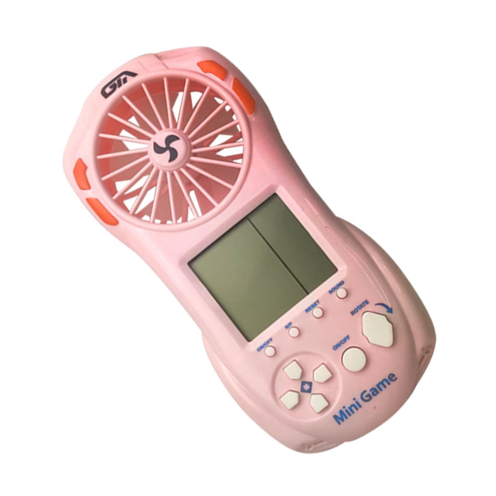 Electronic Game Console with Small Fan Handheld Mini Child Pink