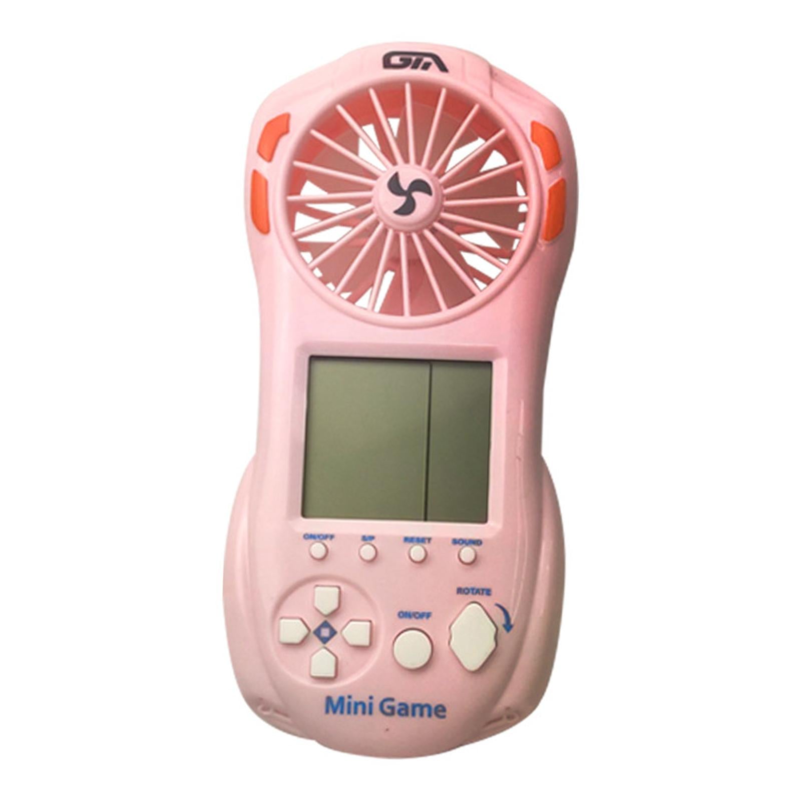 Electronic Game Console with Small Fan Handheld Mini Child Pink