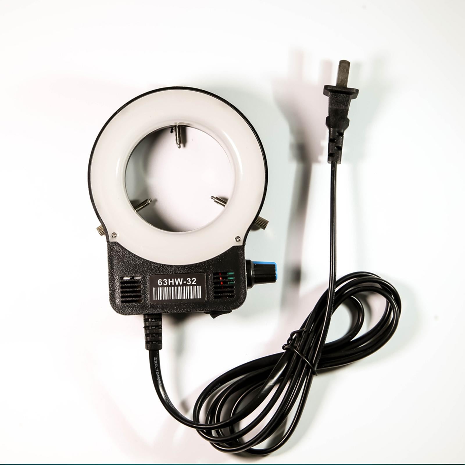 Microscope Camera 32 LED Ring Light Lamp Adjustable 110 V Accessories US
