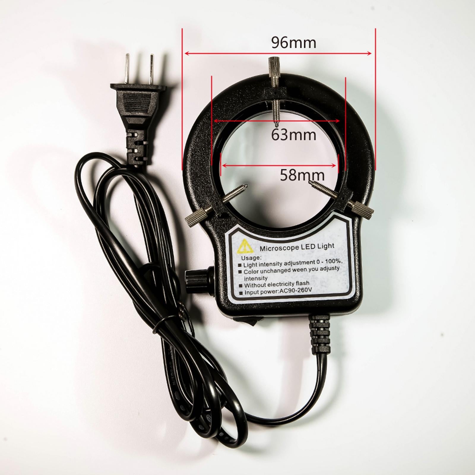 Microscope Camera 32 LED Ring Light Lamp Adjustable 110 V Accessories US