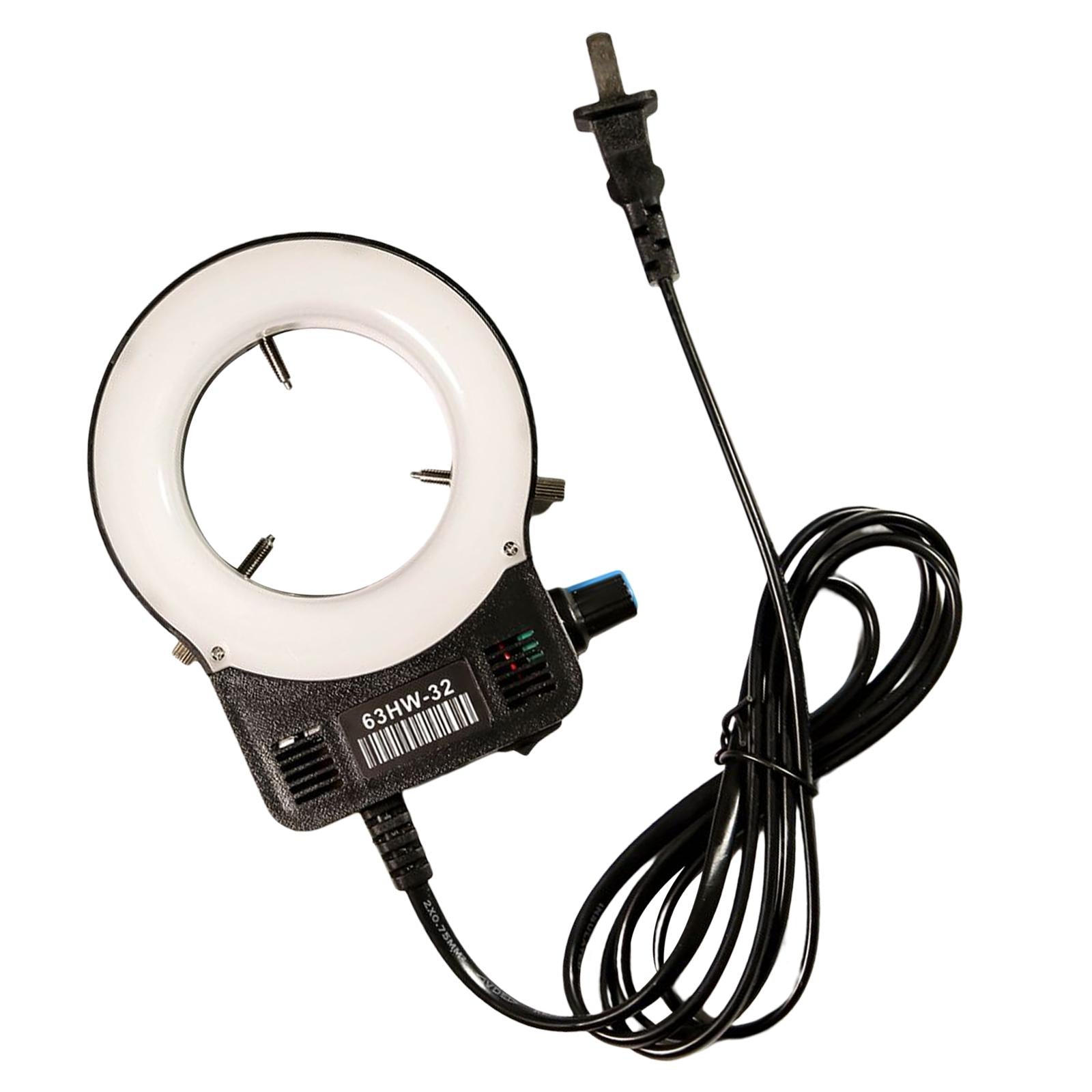 Microscope Camera 32 LED Ring Light Lamp Adjustable 110 V Accessories US