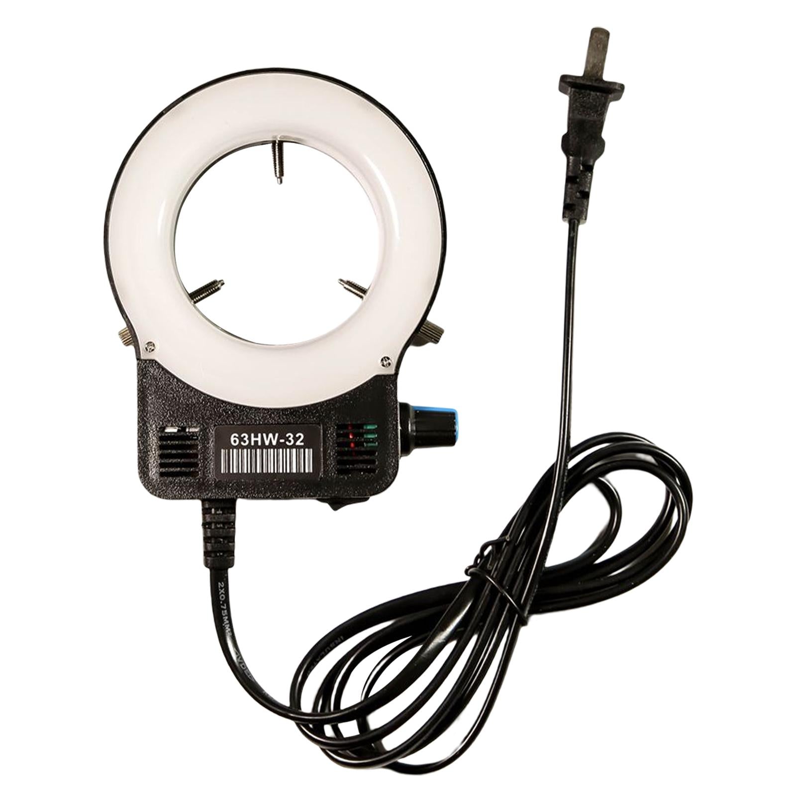 Microscope Camera 32 LED Ring Light Lamp Adjustable 110 V Accessories US