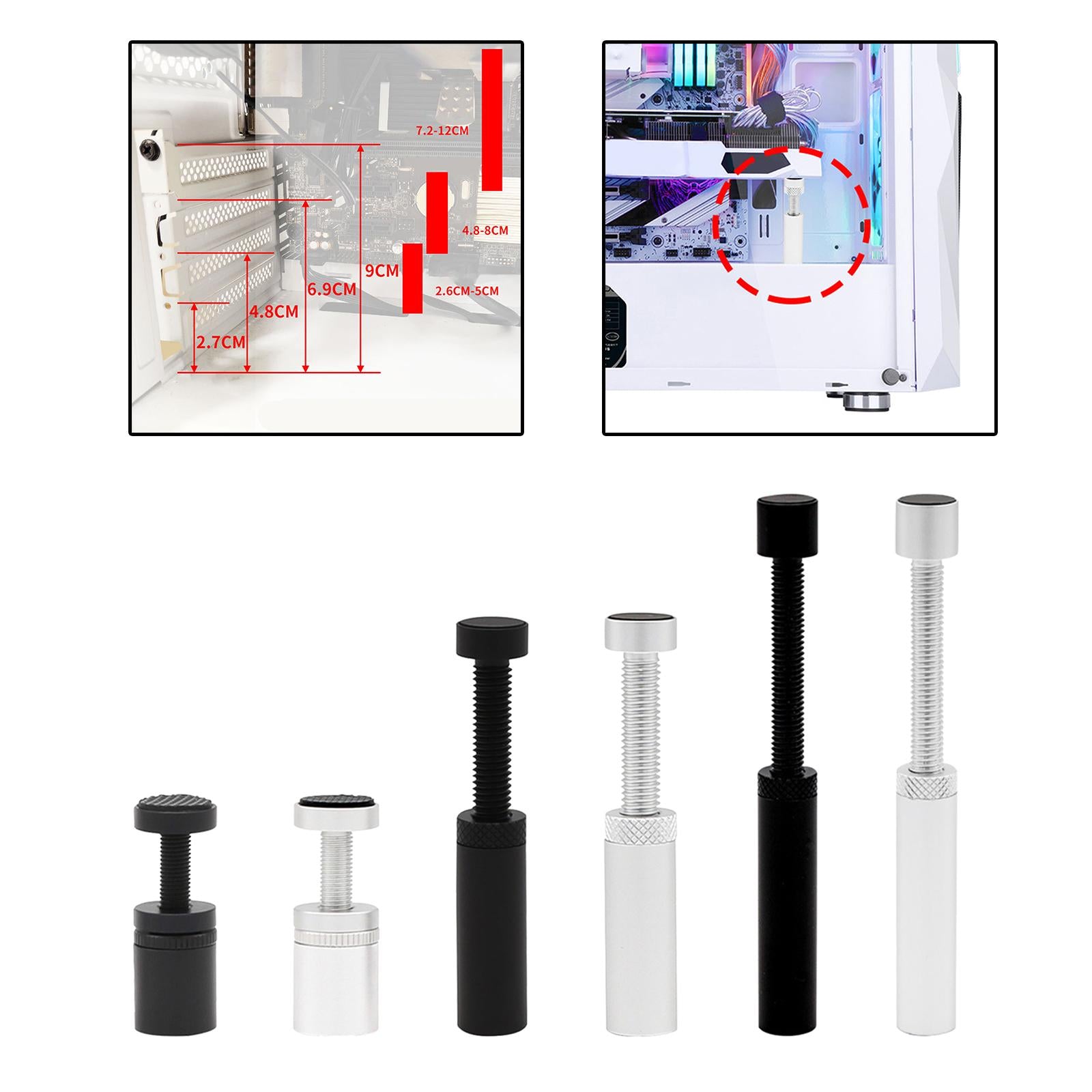Telescopic Graphics Card Holder Durable Height Adjustable for Desktop PC Black 26mmx15mm