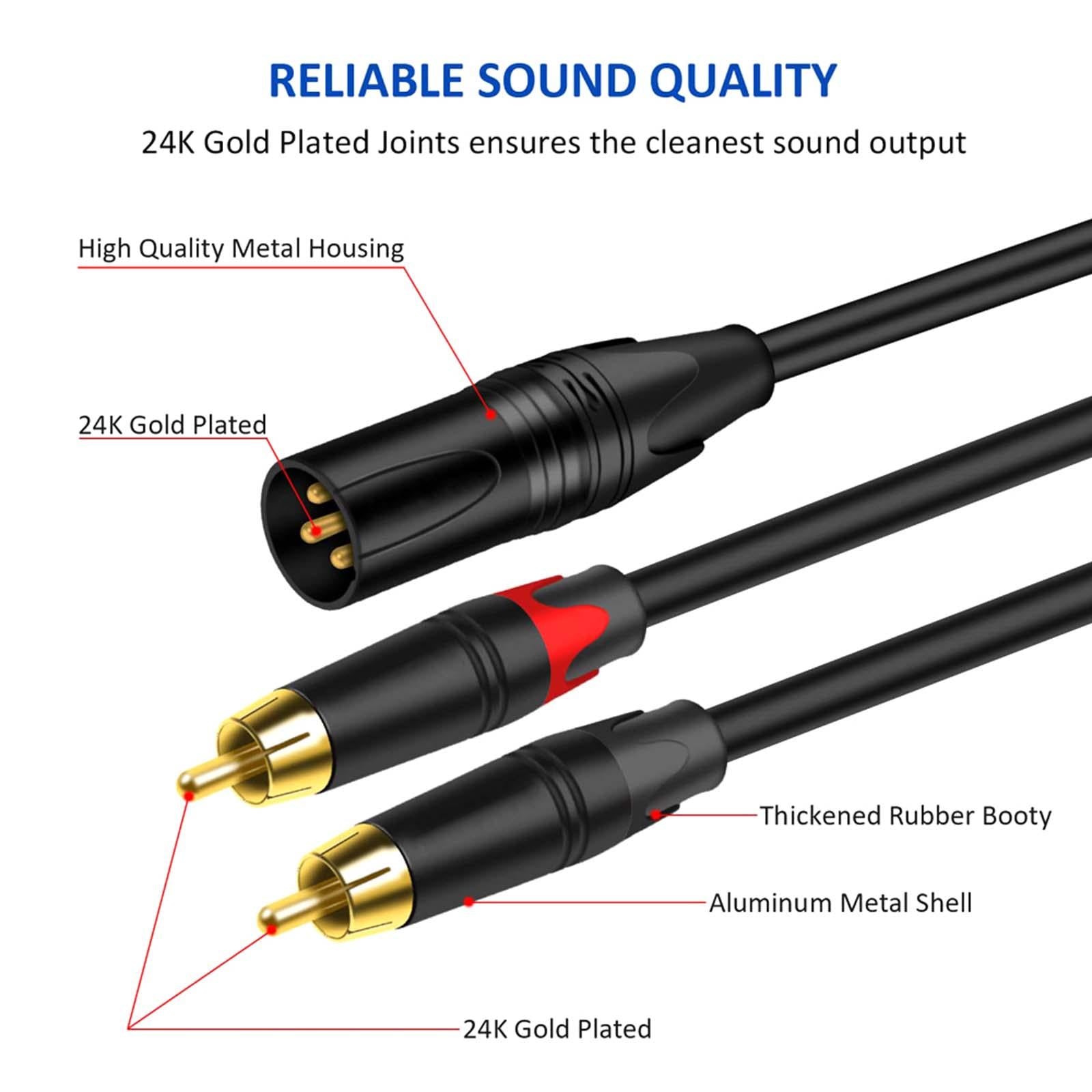 XLR to Dual HiFi Stereo Audio Connection Shielded for Recorders Male 5M