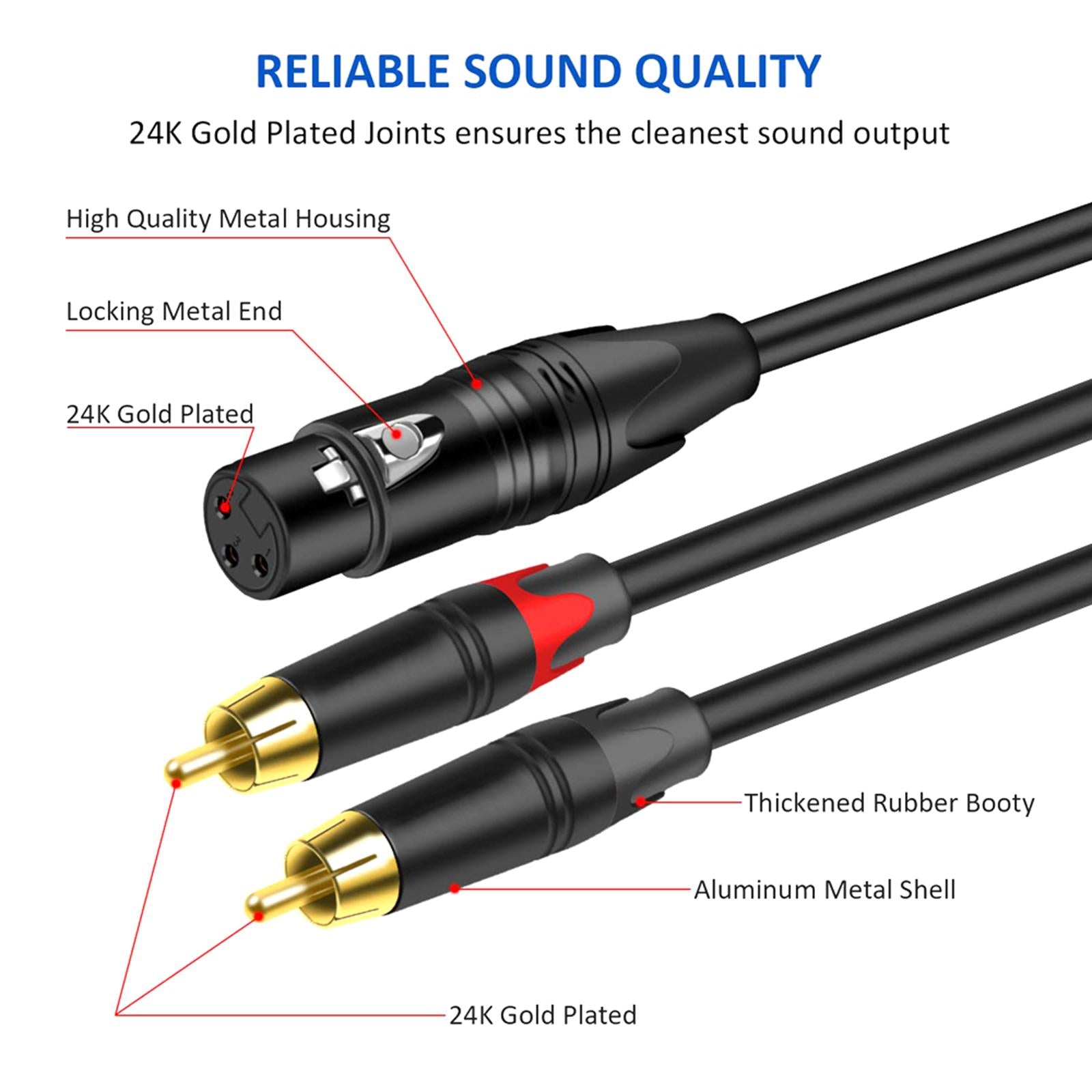 XLR to Dual HiFi Stereo Audio Connection Shielded for Recorders Female 3M