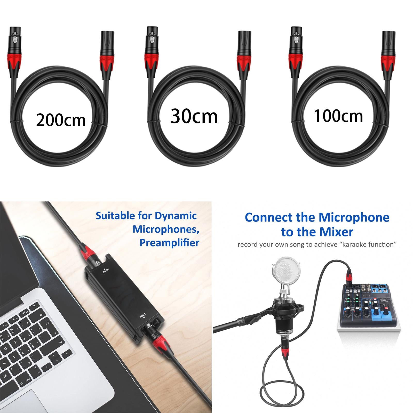 XLR Microphone Cable Audio Cable XLR Cable for PA Systems Mixers Speakers 0.3m