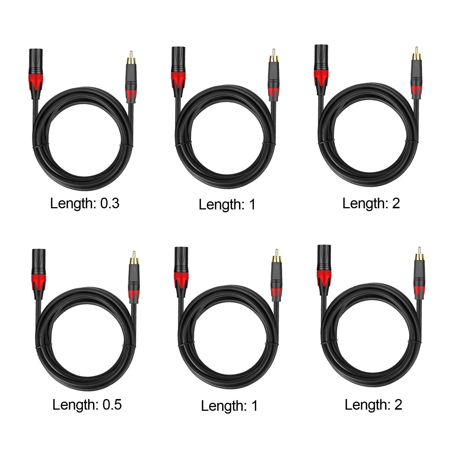 3 Pin XLR rca Microphone Cable Cord for Speakers XLR rca Mic Cable Male to Male 0.3m