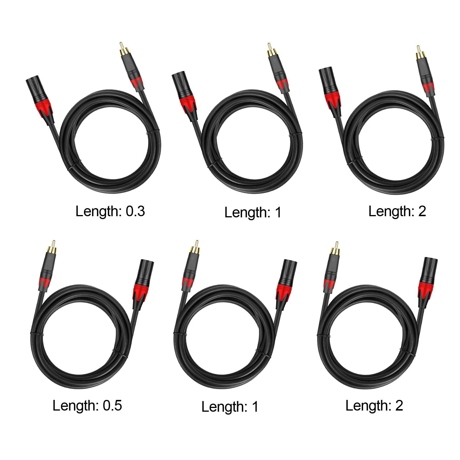 3 Pin XLR rca Microphone Cable Cord for Speakers XLR rca Mic Cable Male to Male 0.3m