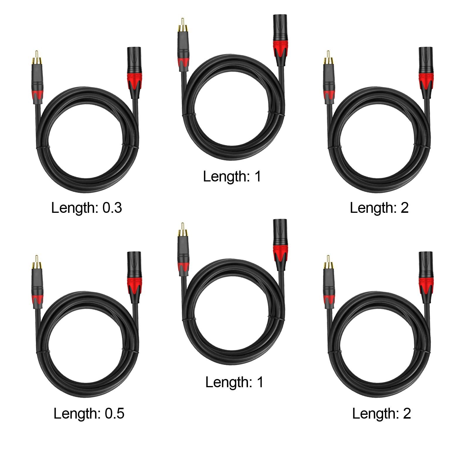 3 Pin XLR rca Microphone Cable Cord for Speakers XLR rca Mic Cable Male to Male 0.3m