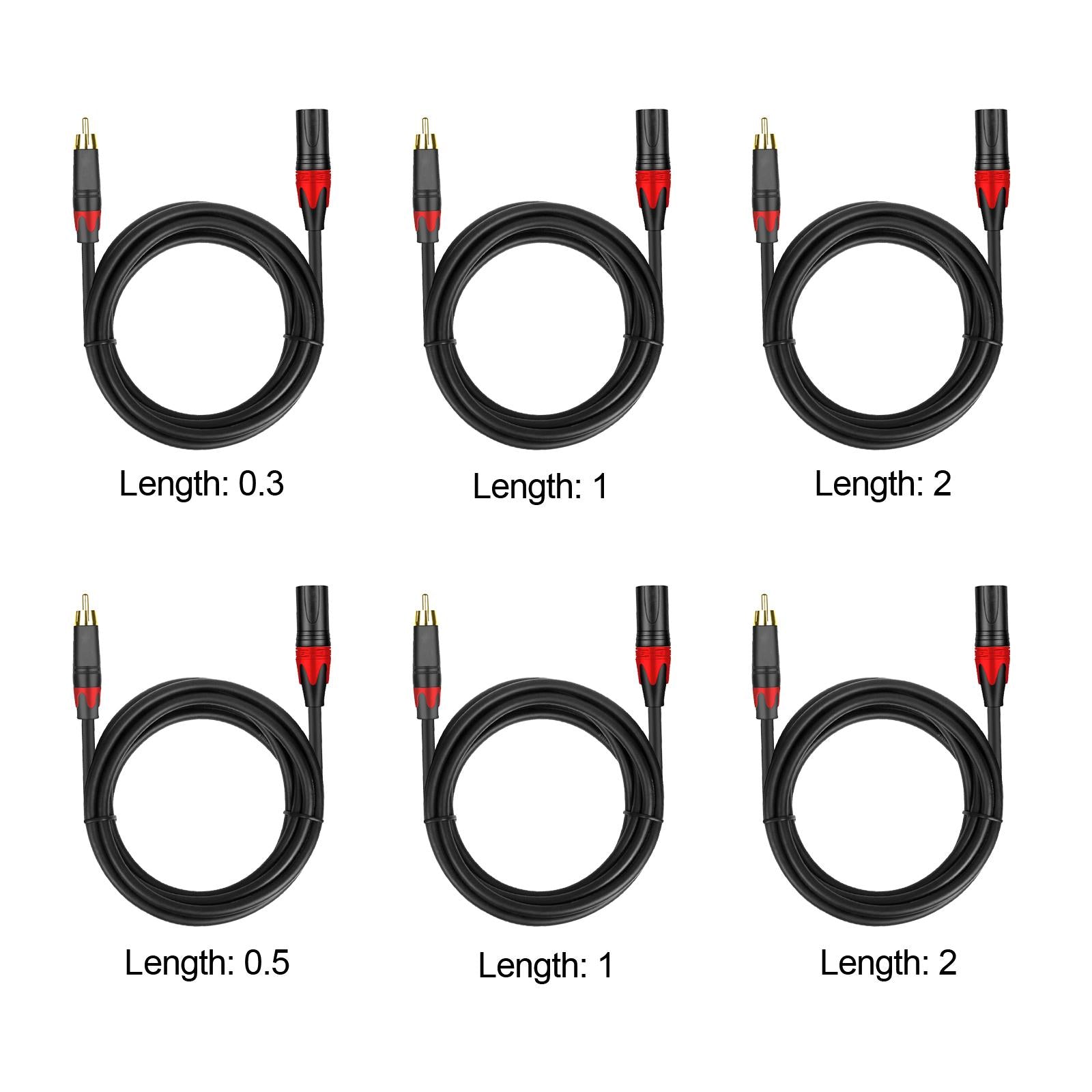 3 Pin XLR rca Microphone Cable Cord for Speakers XLR rca Mic Cable Male to Male 0.3m