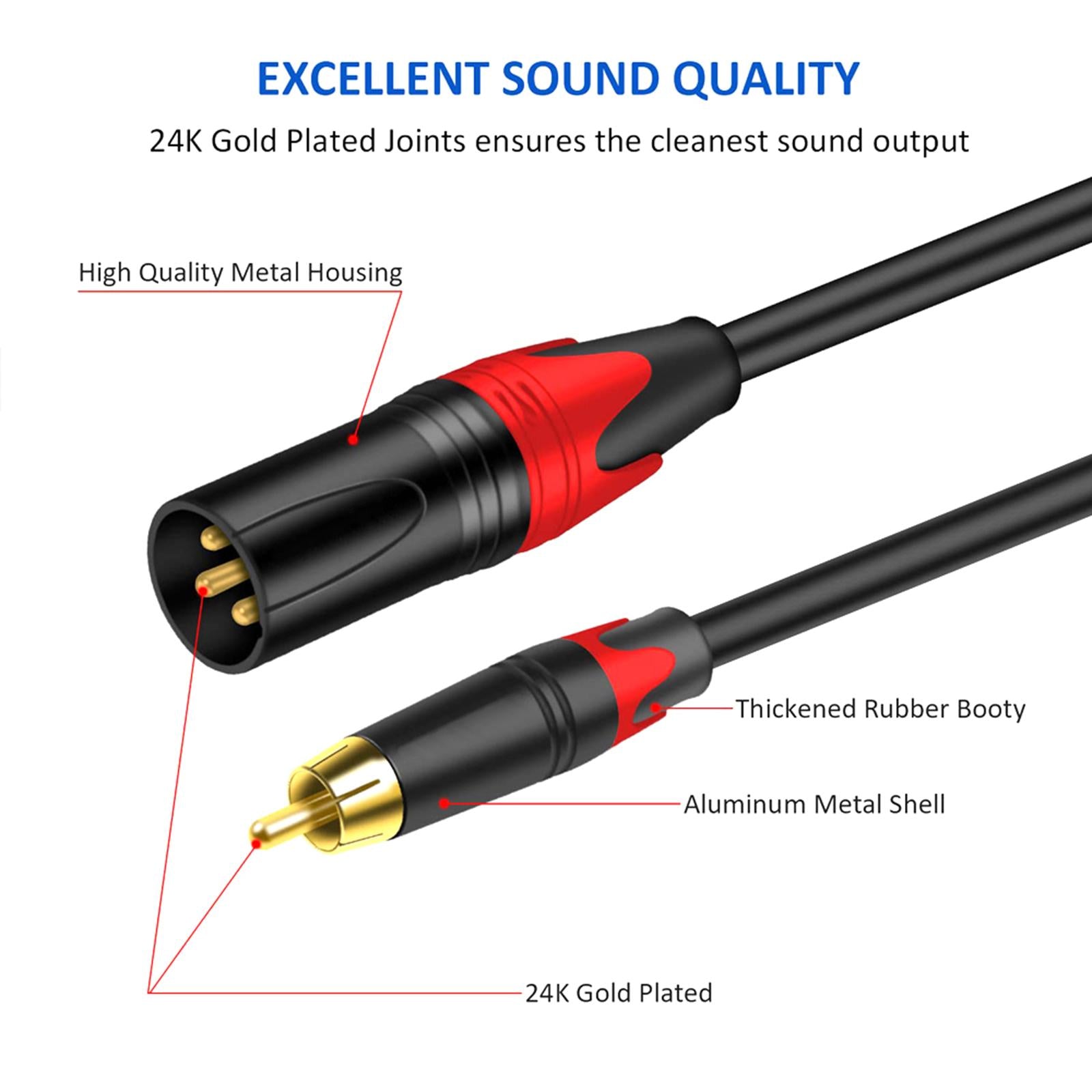 3 Pin XLR rca Microphone Cable Cord for Speakers XLR rca Mic Cable Male to Male 1m