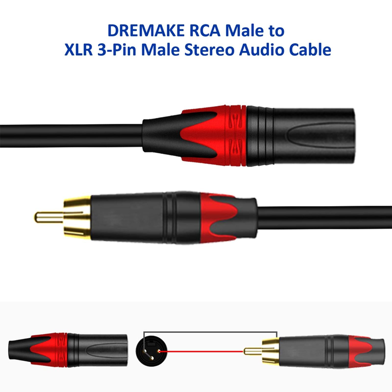 3 Pin XLR rca Microphone Cable Cord for Speakers XLR rca Mic Cable Male to Male 1m