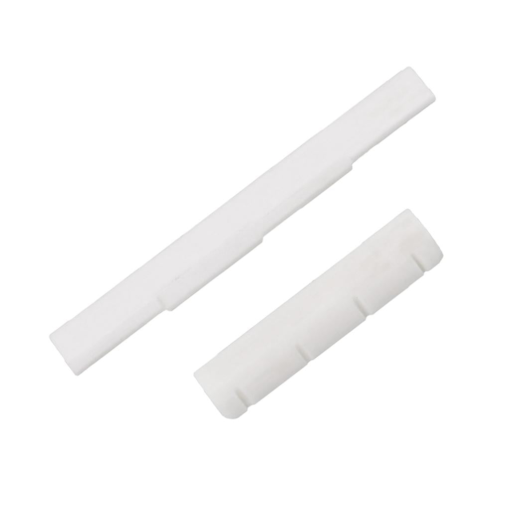 4 String Ukulele Guitar Bone Bridge Saddle Nut Set Slotted