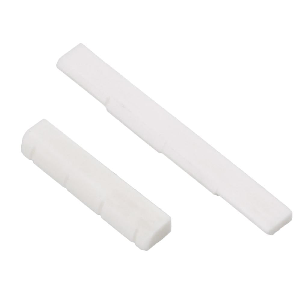 4 String Ukulele Guitar Bone Bridge Saddle Nut Set Slotted