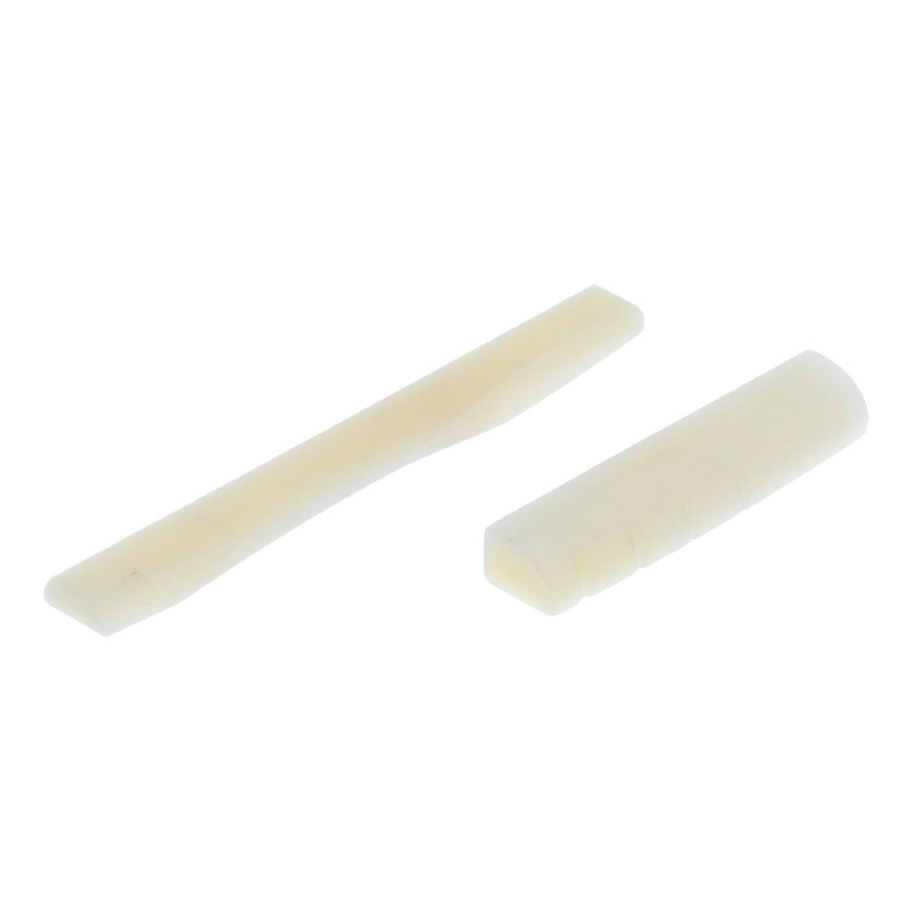2pcs Acoustic Guitar Bridge Saddle Nut Guitar Replacement Parts Beige Color